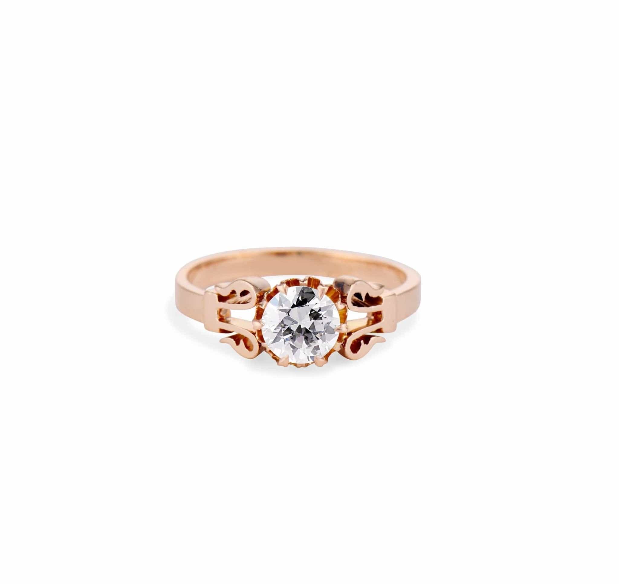 Victorian .80 Old European Diamond and Gold Solitaire Engagement Ring