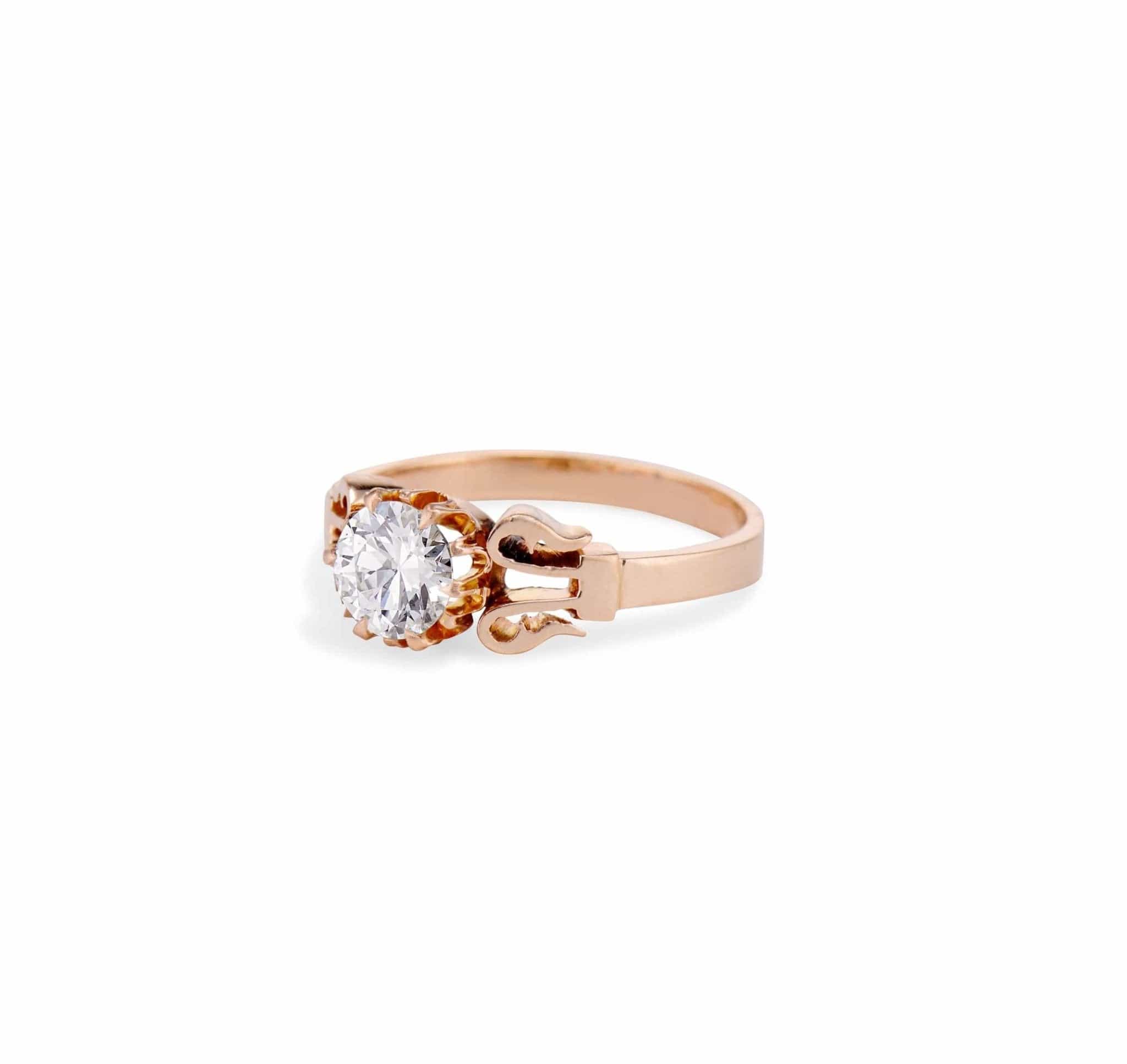 Victorian .80 Old European Diamond and Gold Solitaire Engagement Ring - Image 2