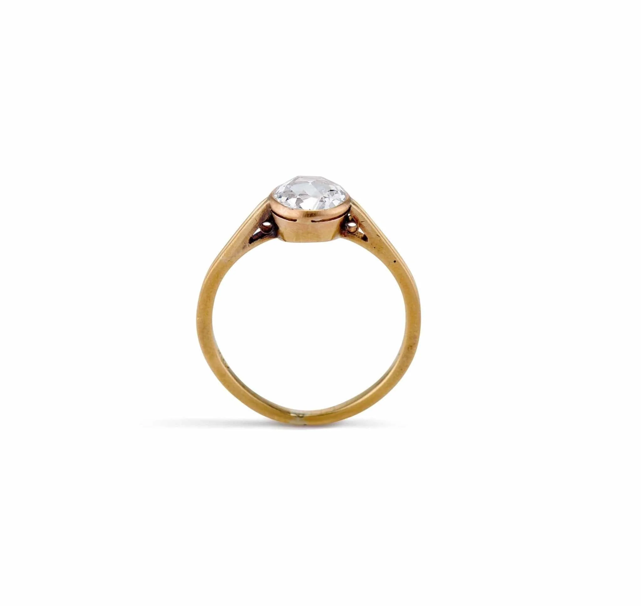 Victorian .81 Carat Rose Cut Colette Set Solitaire Engagement Ring - Image 4