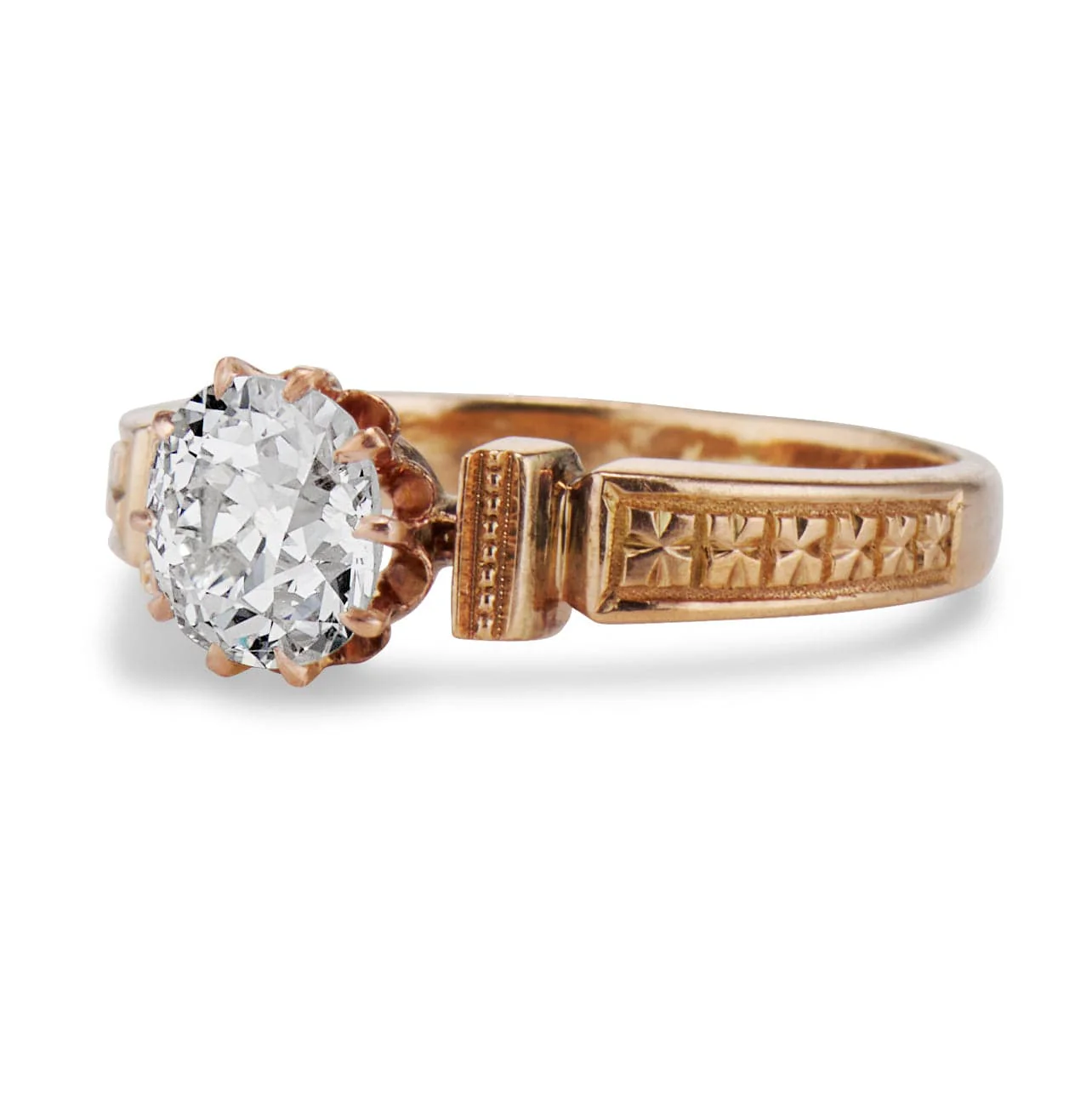 Victorian .92 Carat Old Mine Cushion Cut Diamond Ring - Image 2