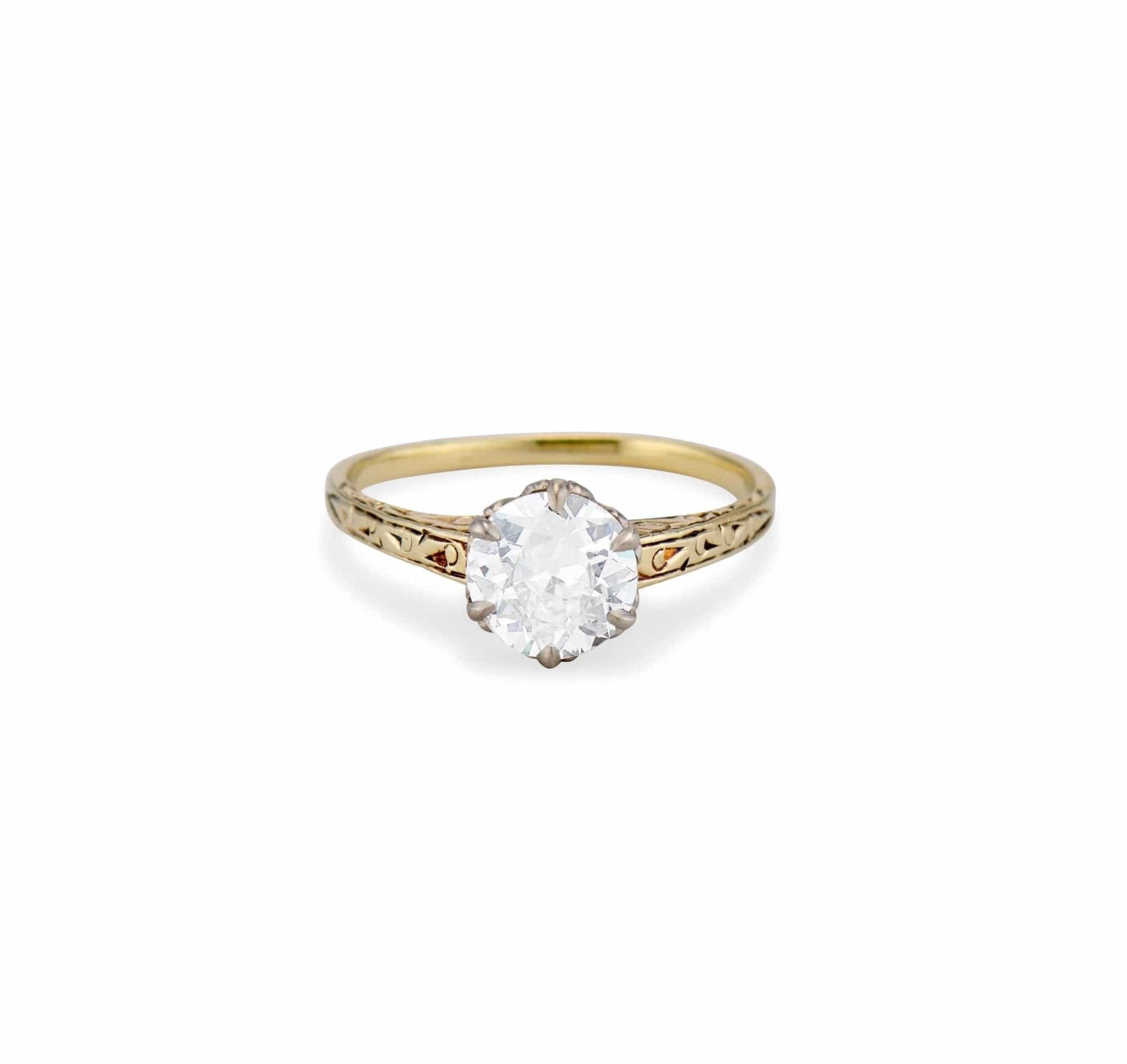 Victorian .95 Carat Old European-Cut Diamond Engagement Ring
