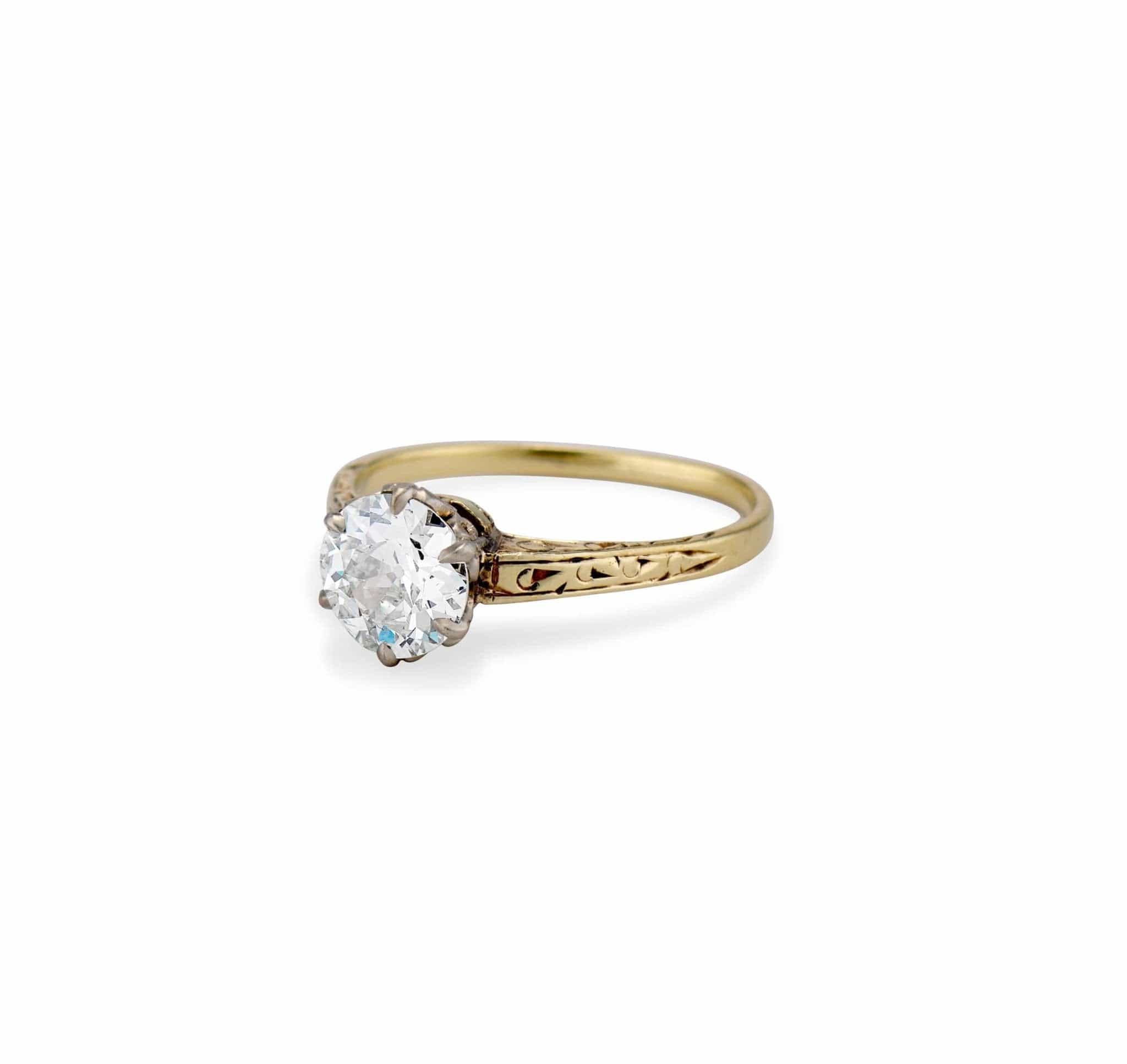 Victorian .95 Carat Old European-Cut Diamond Engagement Ring - Image 2