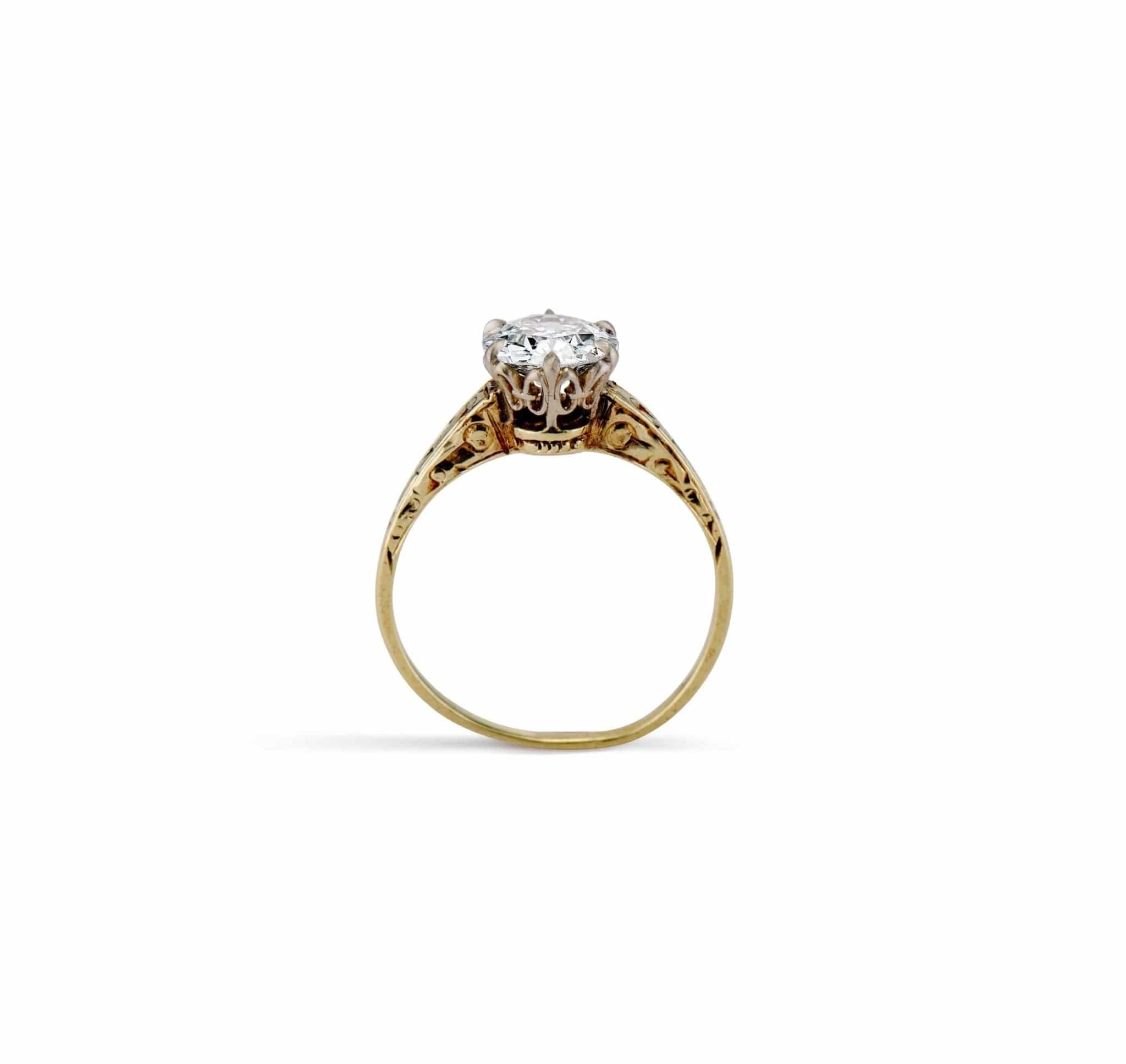 Victorian .95 Carat Old European-Cut Diamond Engagement Ring - Image 4
