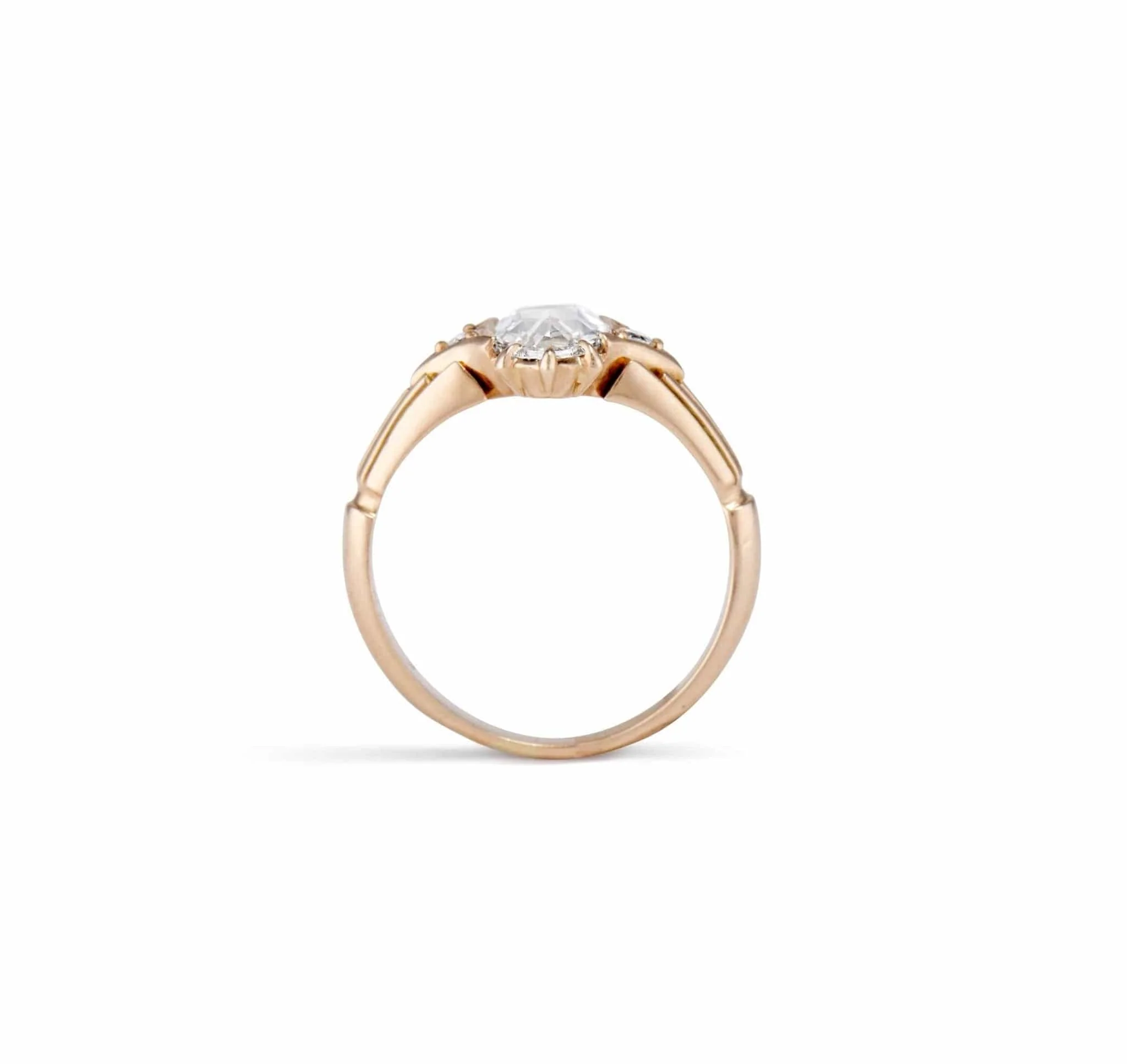 Victorian .98 Carat Moval Rose-Cut Diamond Engagement Ring - Image 4