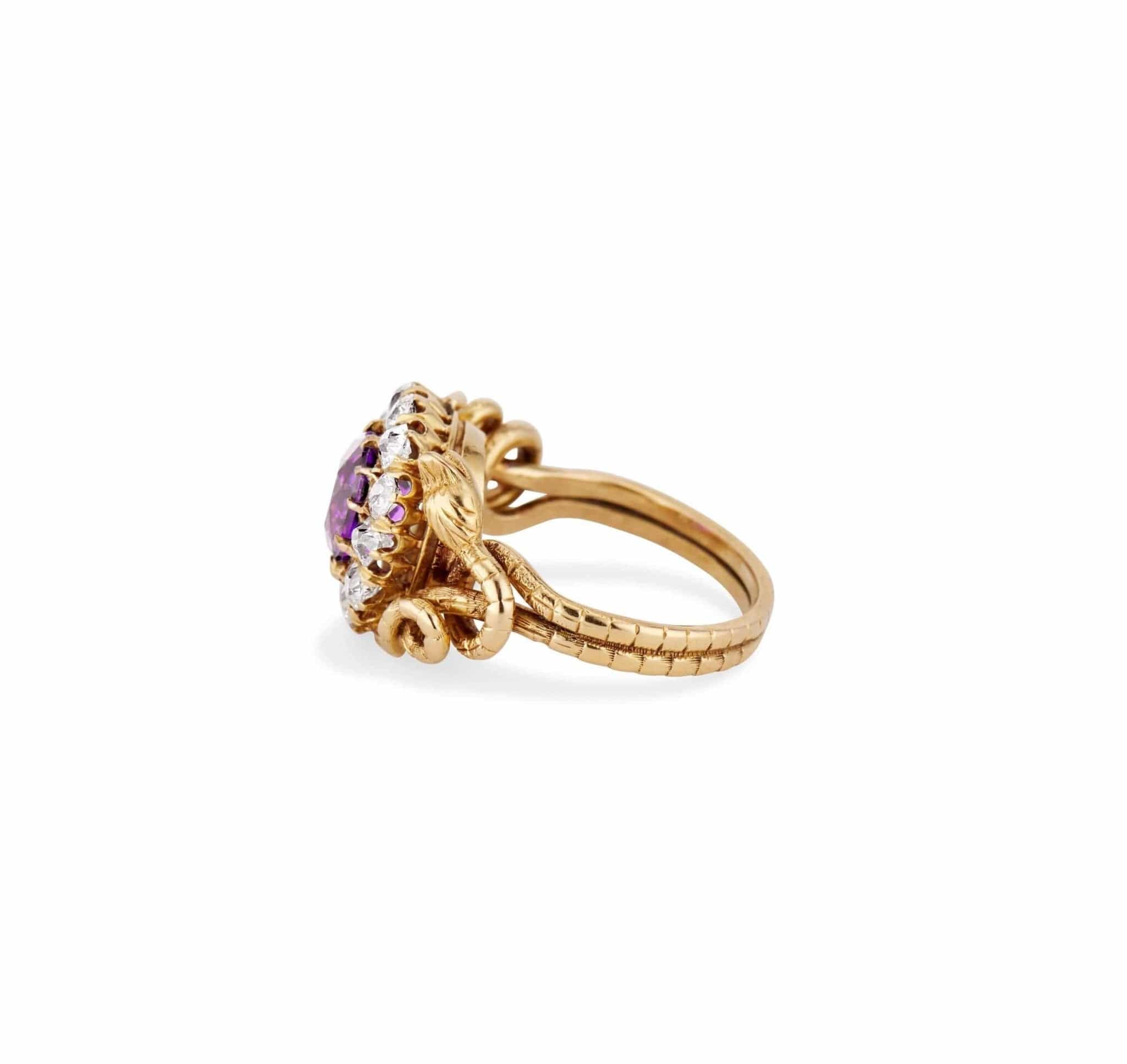 Victorian Amethyst and Diamond Snake Ring - Image 3