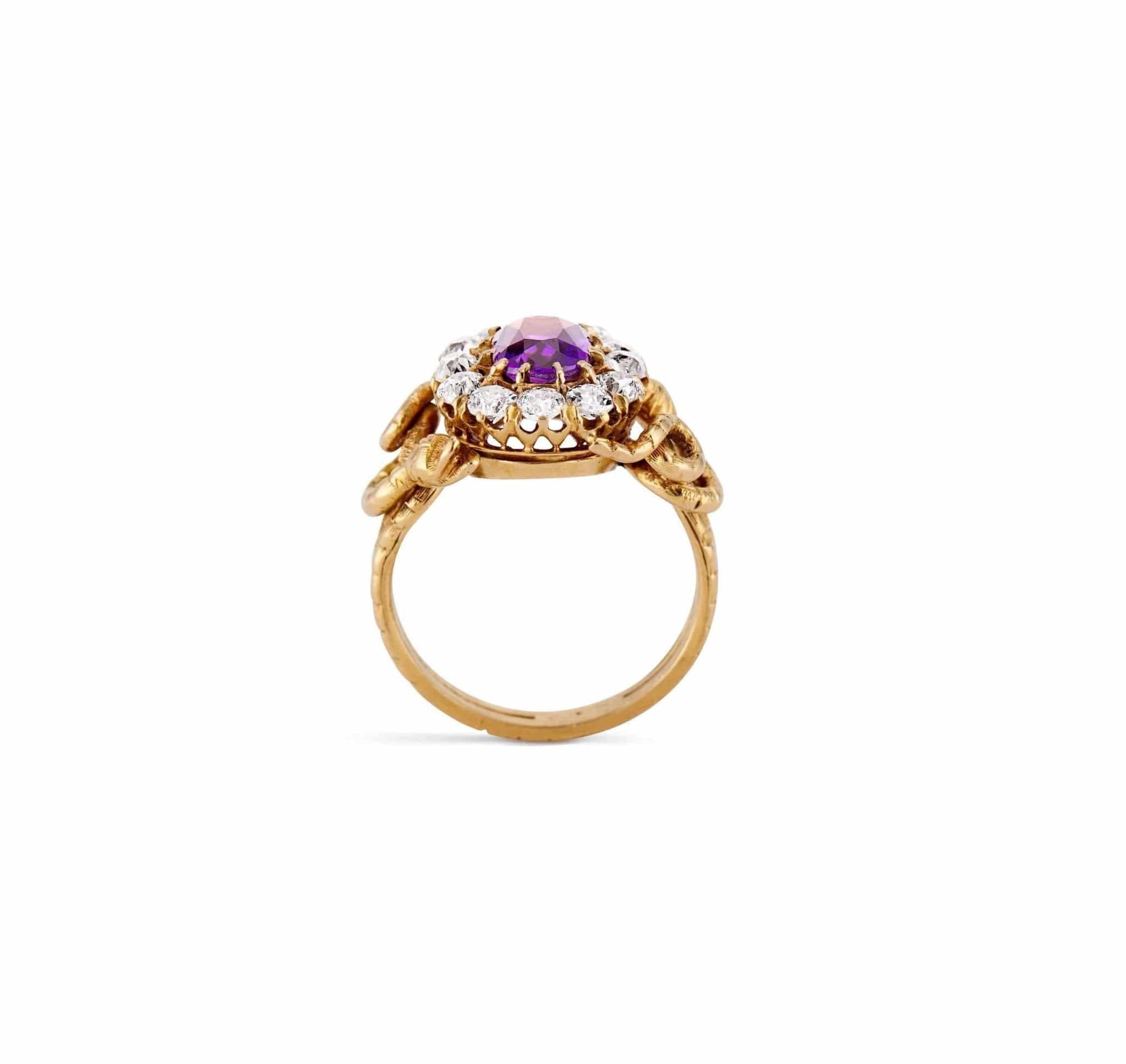 Victorian Amethyst and Diamond Snake Ring - Image 4