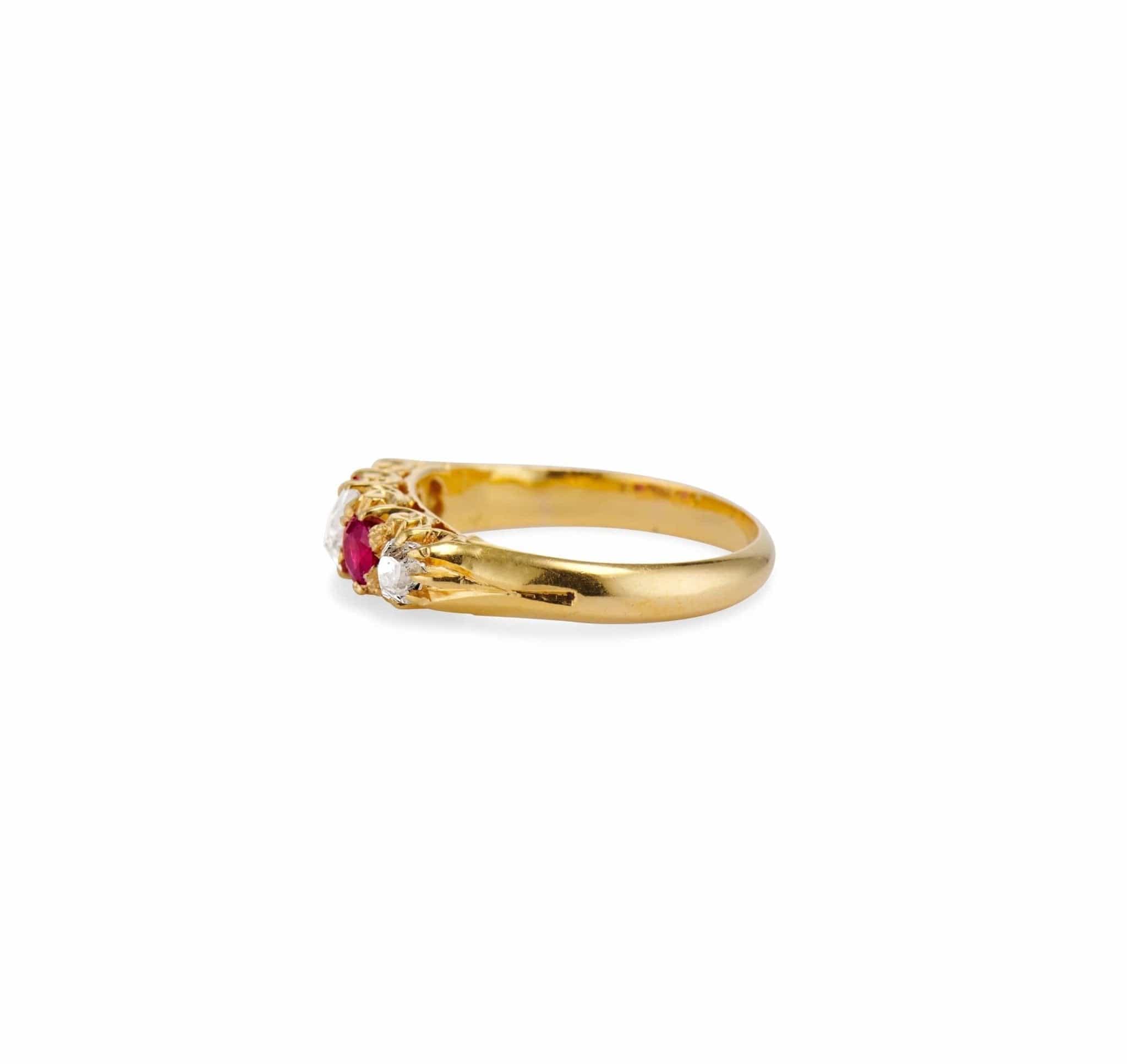 Victorian Diamond and Ruby Half Band Ring - Image 2
