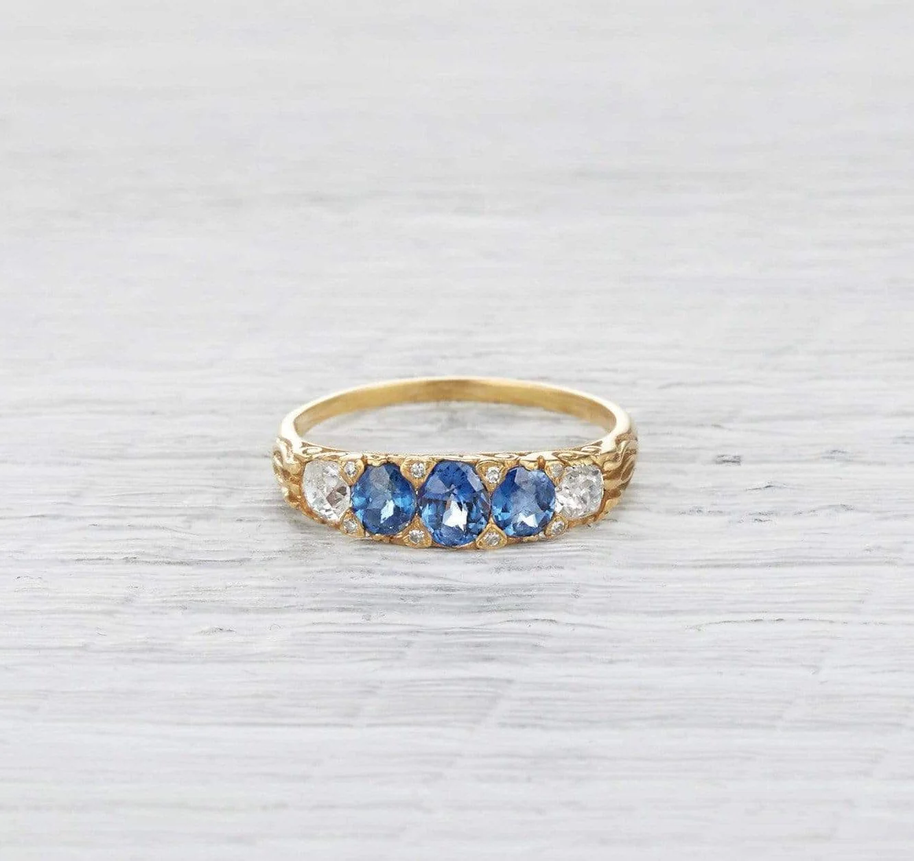 Victorian Diamond and Sapphire Half Hoop Band - Image 2