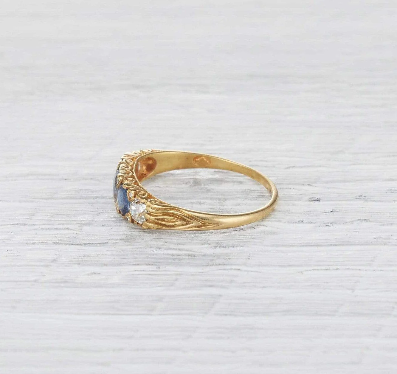 Victorian Diamond and Sapphire Half Hoop Band - Image 3