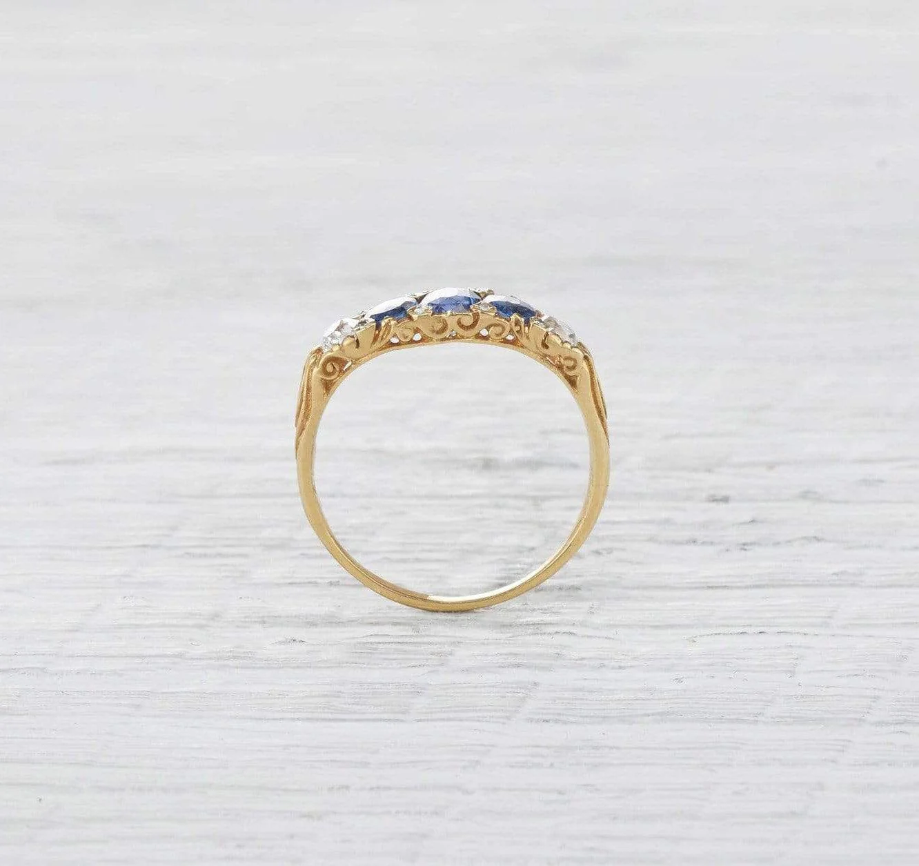 Victorian Diamond and Sapphire Half Hoop Band - Image 4