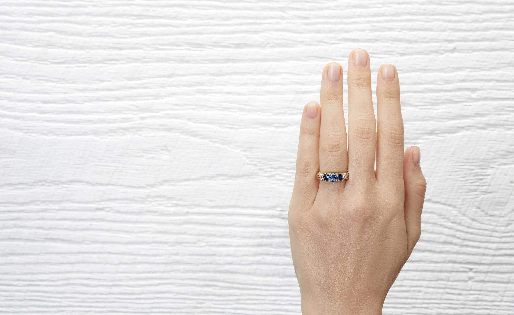 Victorian Diamond and Sapphire Half Hoop Band - Image 5