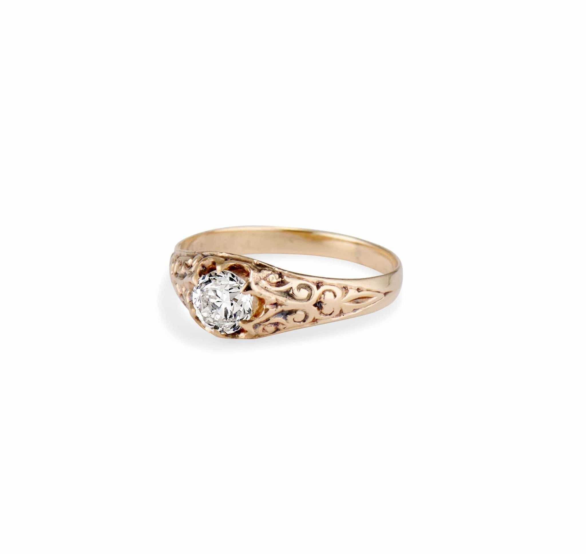 Victorian .63 Carat Old European Cut Diamond Solitaire Engagement Ring