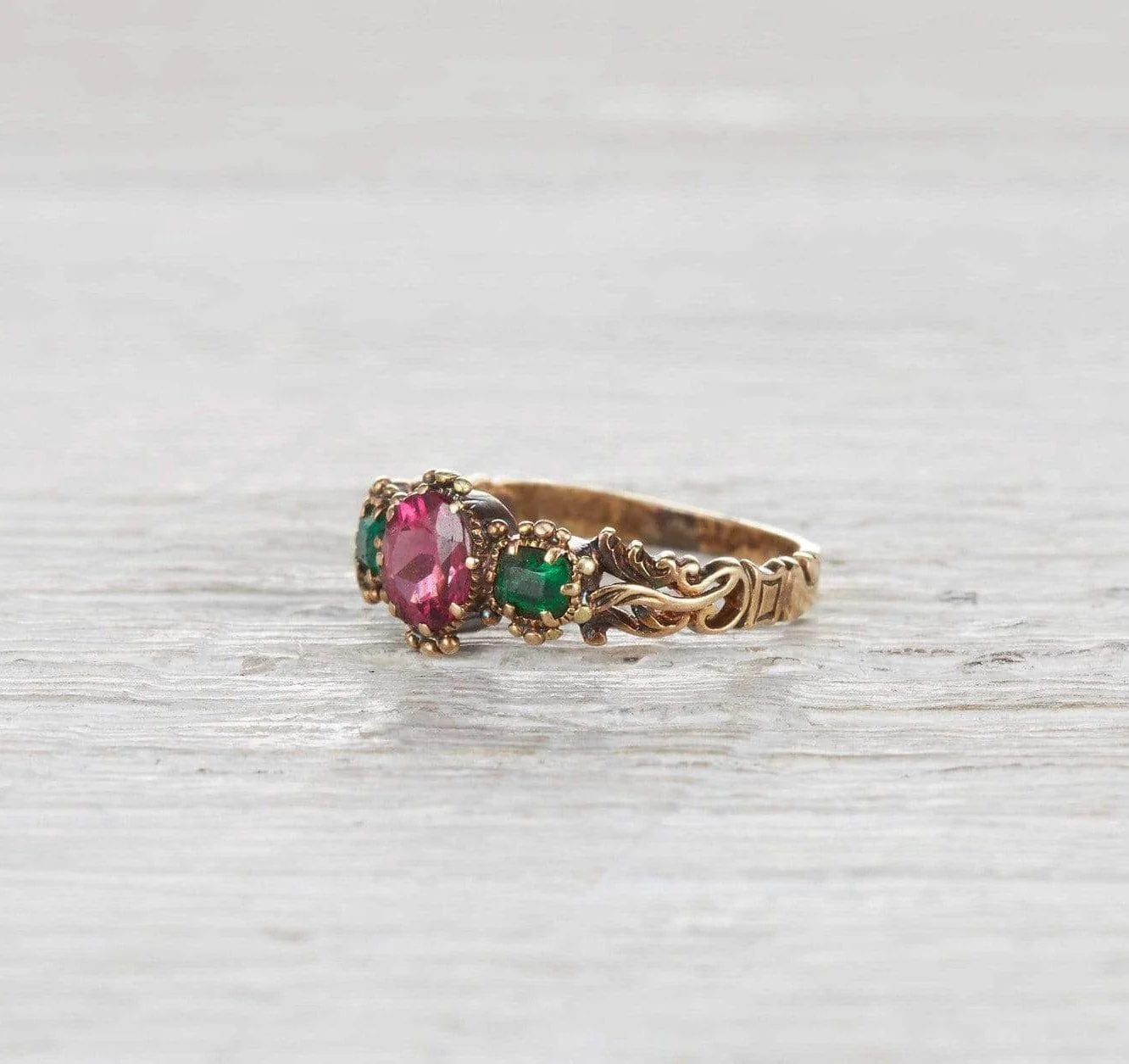 Victorian Emerald and Rubellite Ring - Image 2
