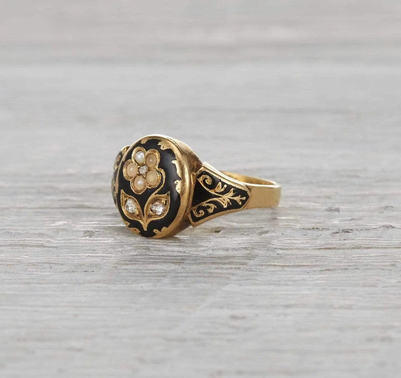 Victorian Enamel Mourning Ring