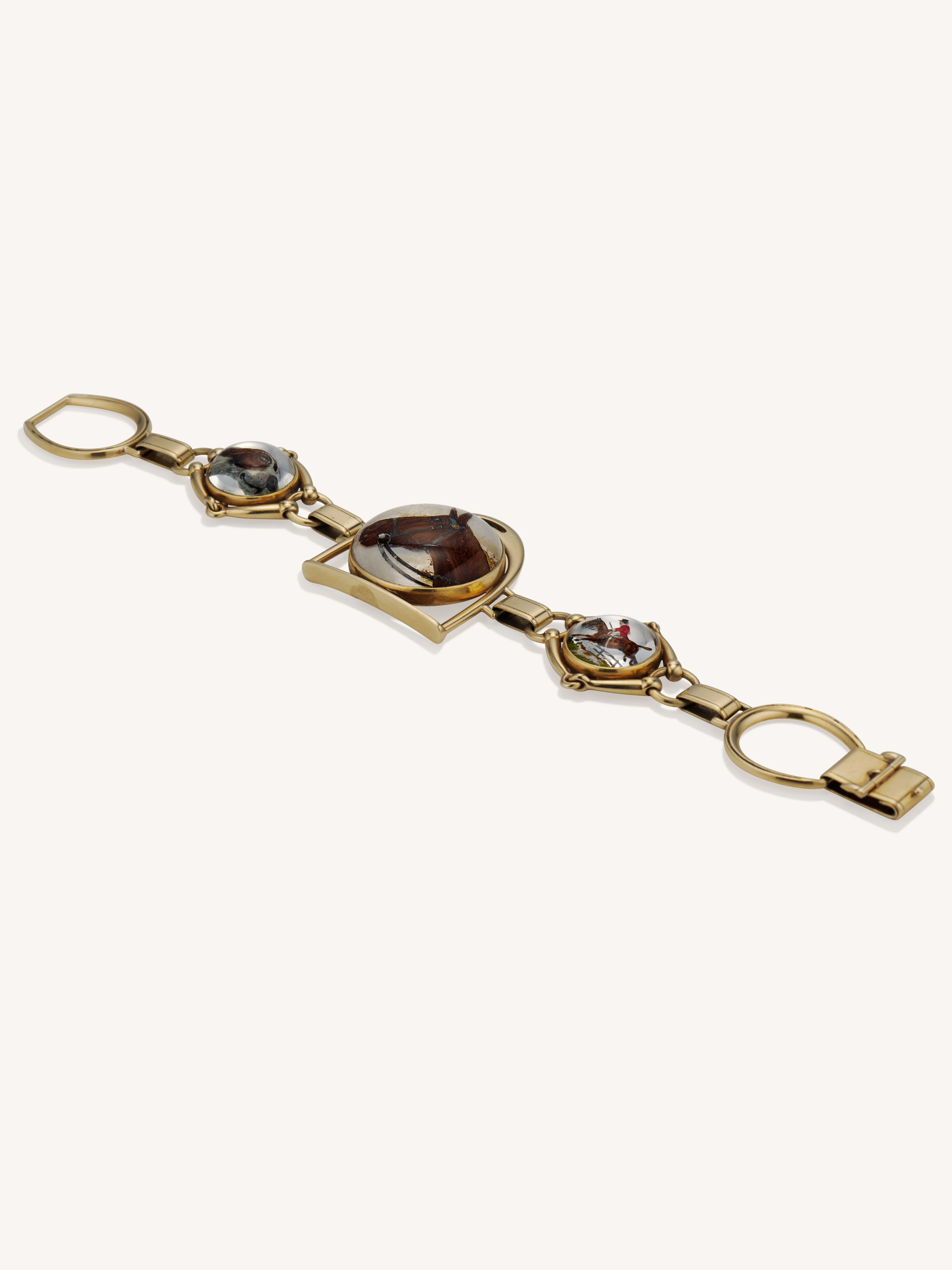 Antique Victorian Equestrian Motif Essex Crystal Link Bracelet - Image 5