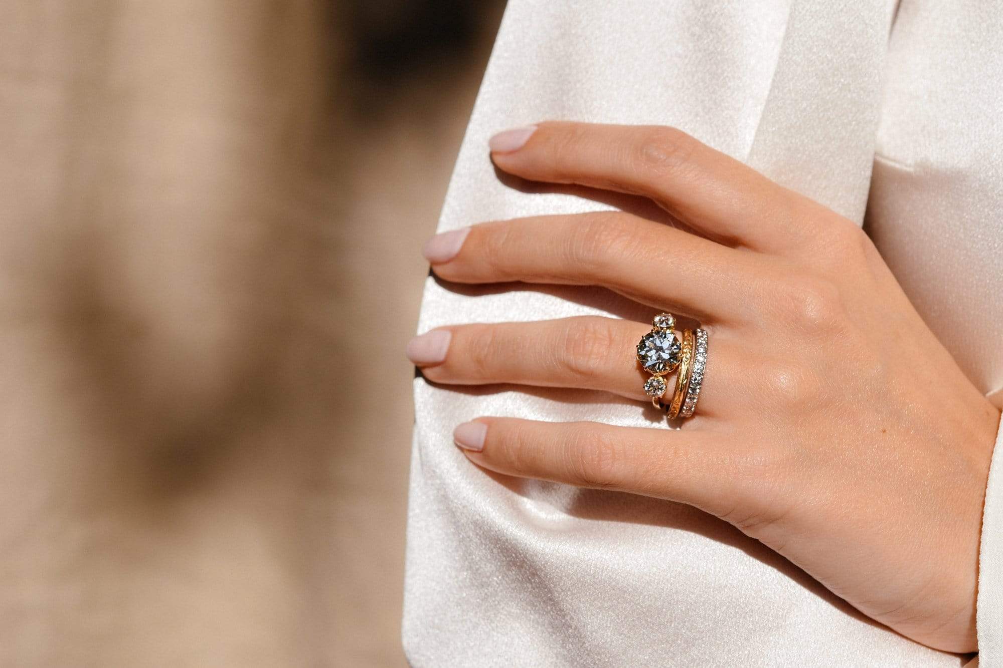Victorian Forget-Me-Not Gold Wedding Band - Image 4