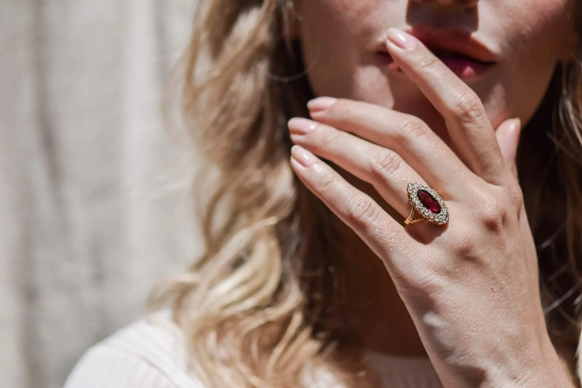 Victorian Garnet & Diamond Dinner Ring, England - Image 5