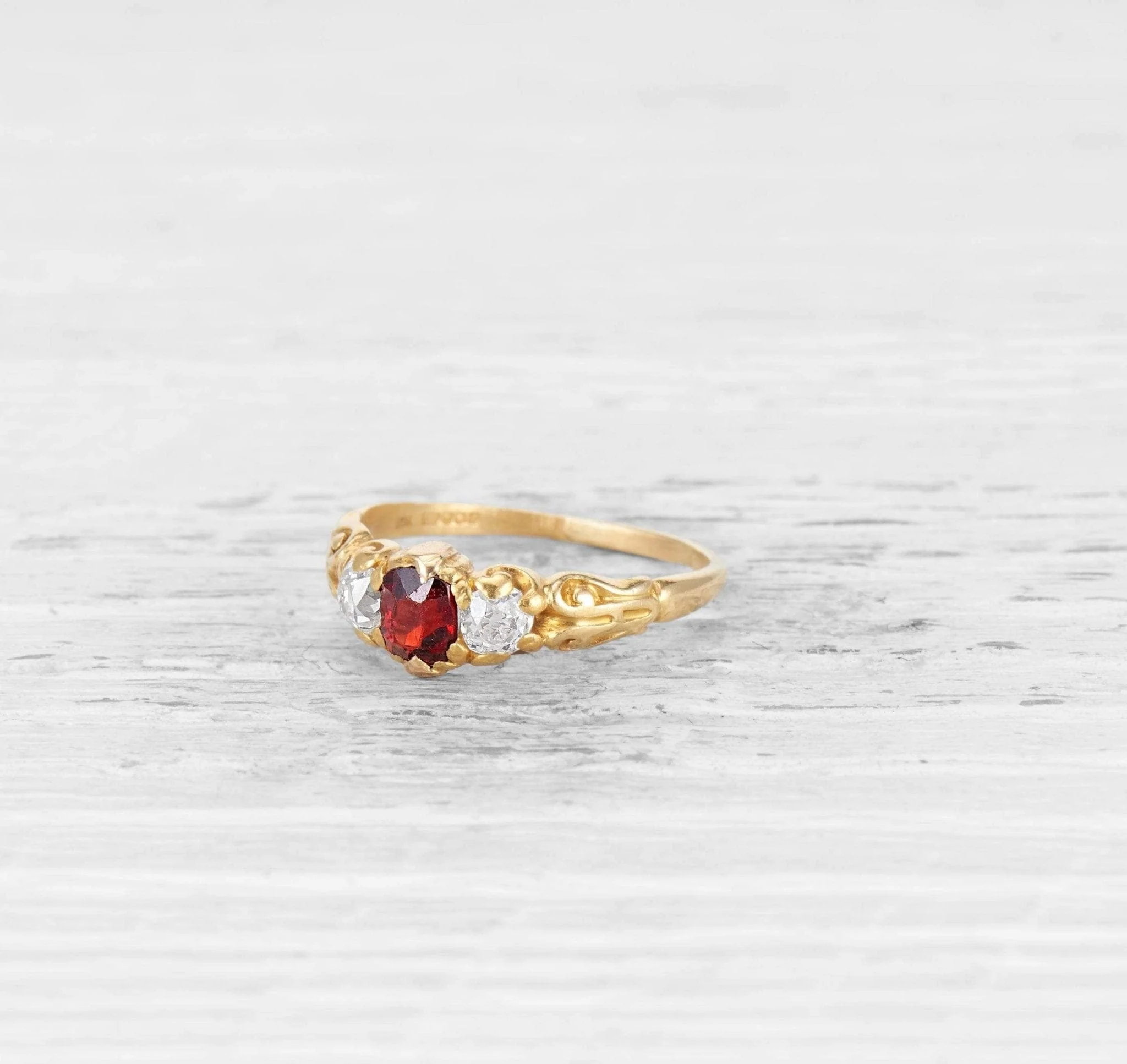 VICTORIAN GARNET AND DIAMOND ENGAGEMENT RING