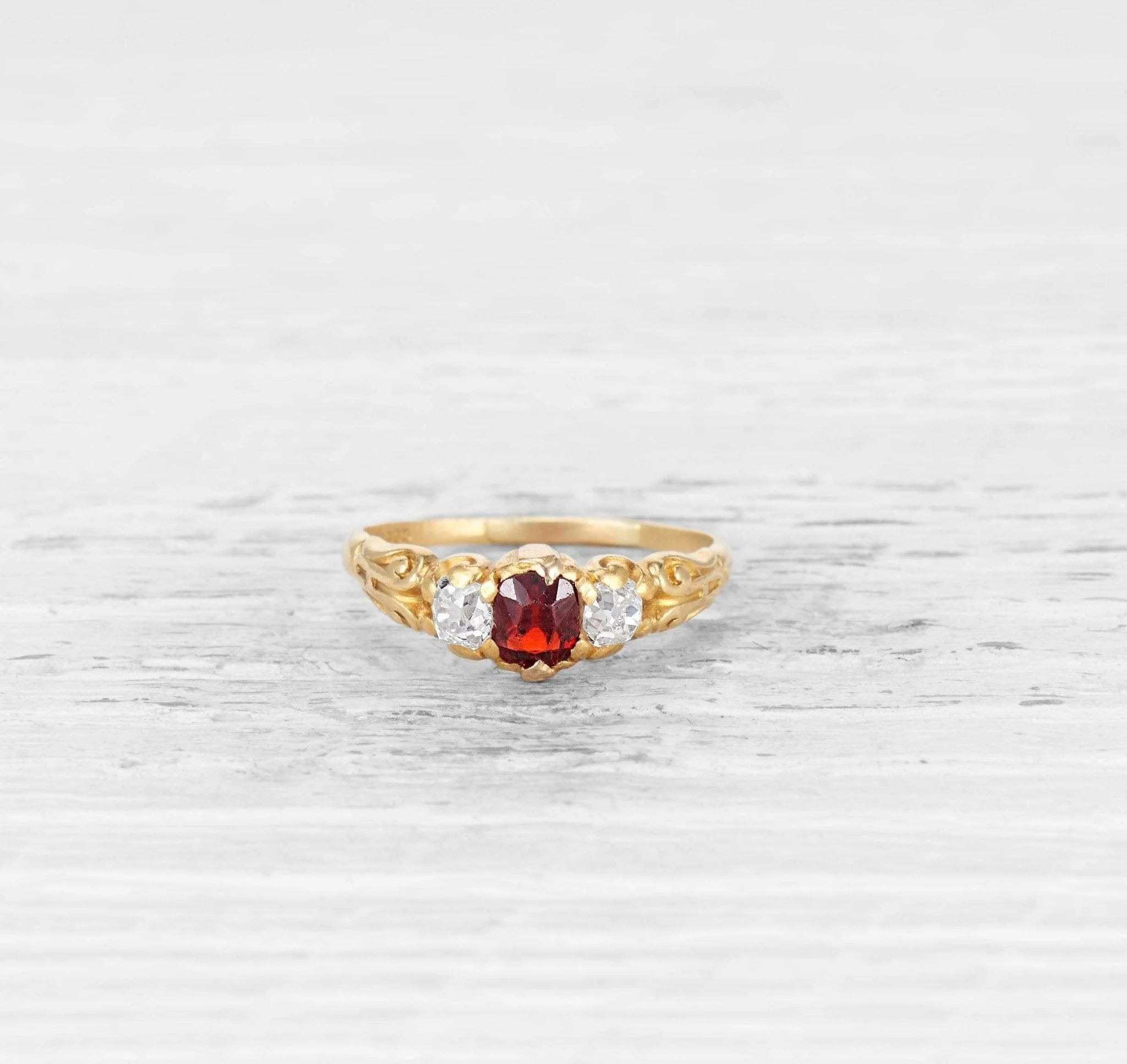 VICTORIAN GARNET AND DIAMOND ENGAGEMENT RING - Image 2