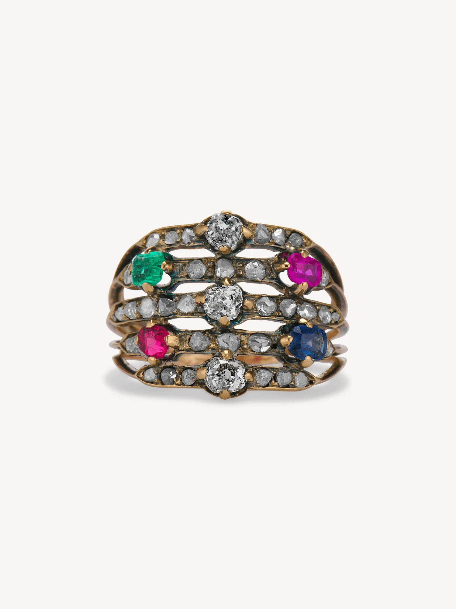 Victorian Multi-Gem Antique Cocktail Ring