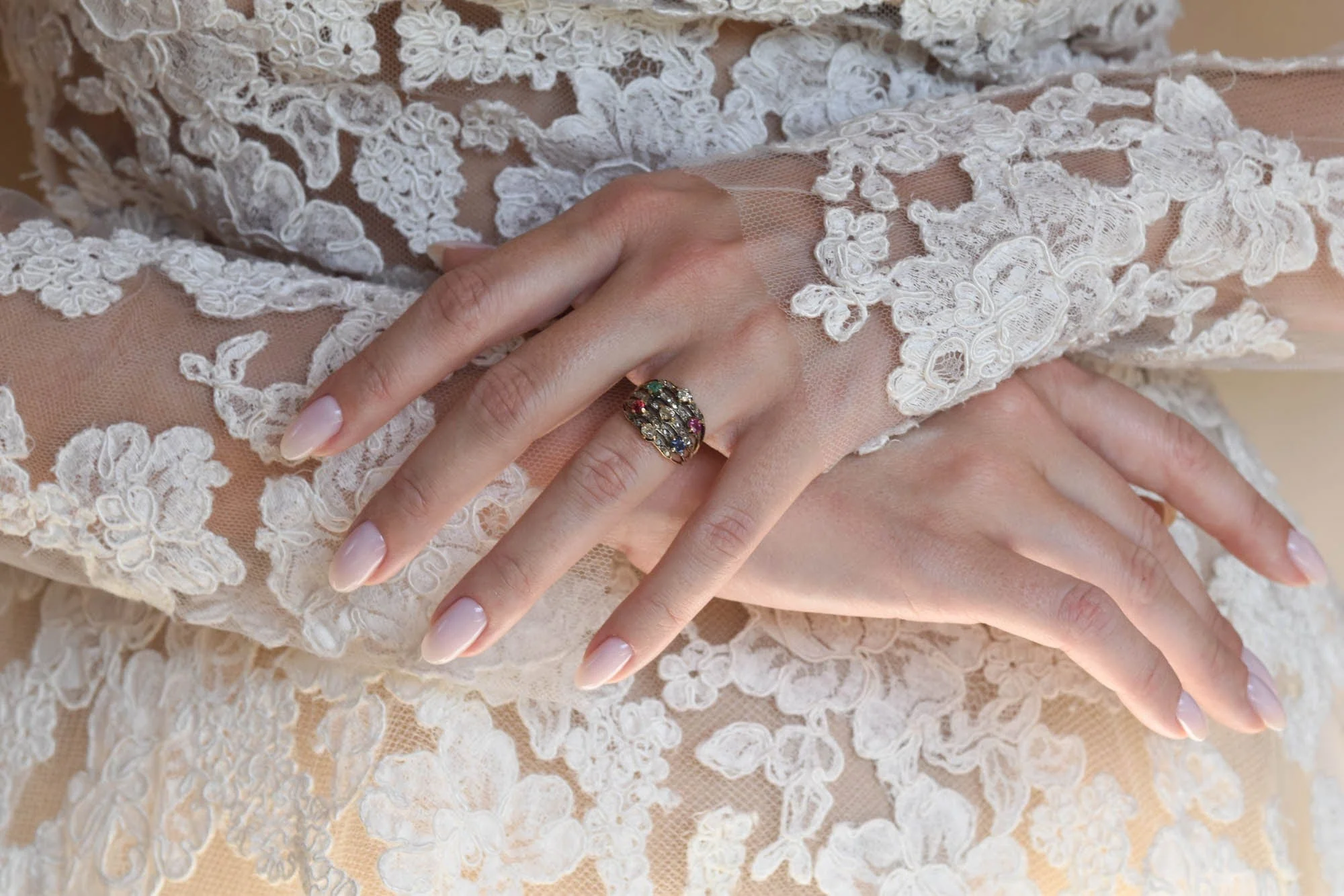 Victorian Multi-Gem Antique Cocktail Ring - Image 6