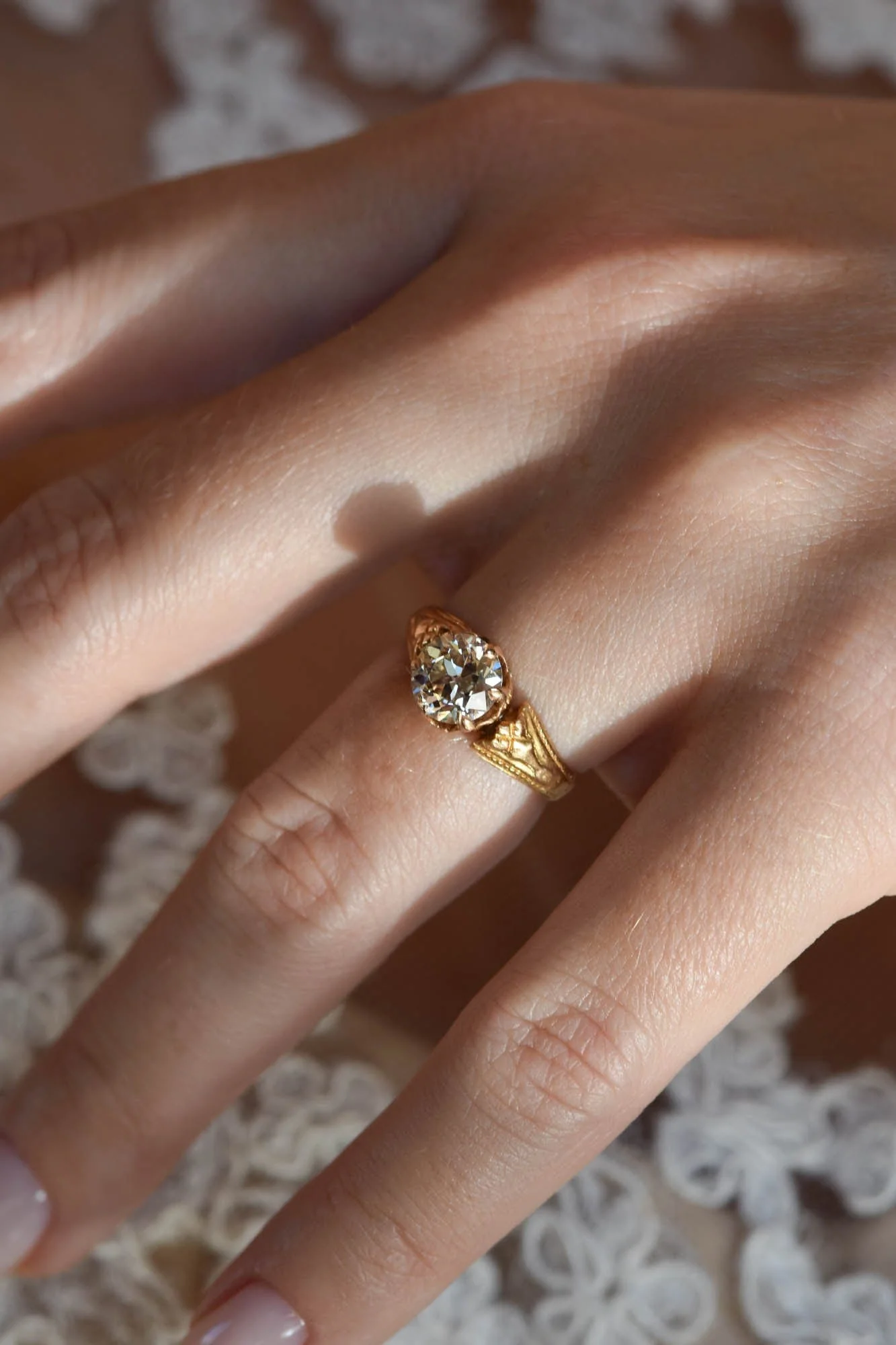 Victorian 1.21 Carat Old European Cut Diamond Antique Engagement Ring - Image 7