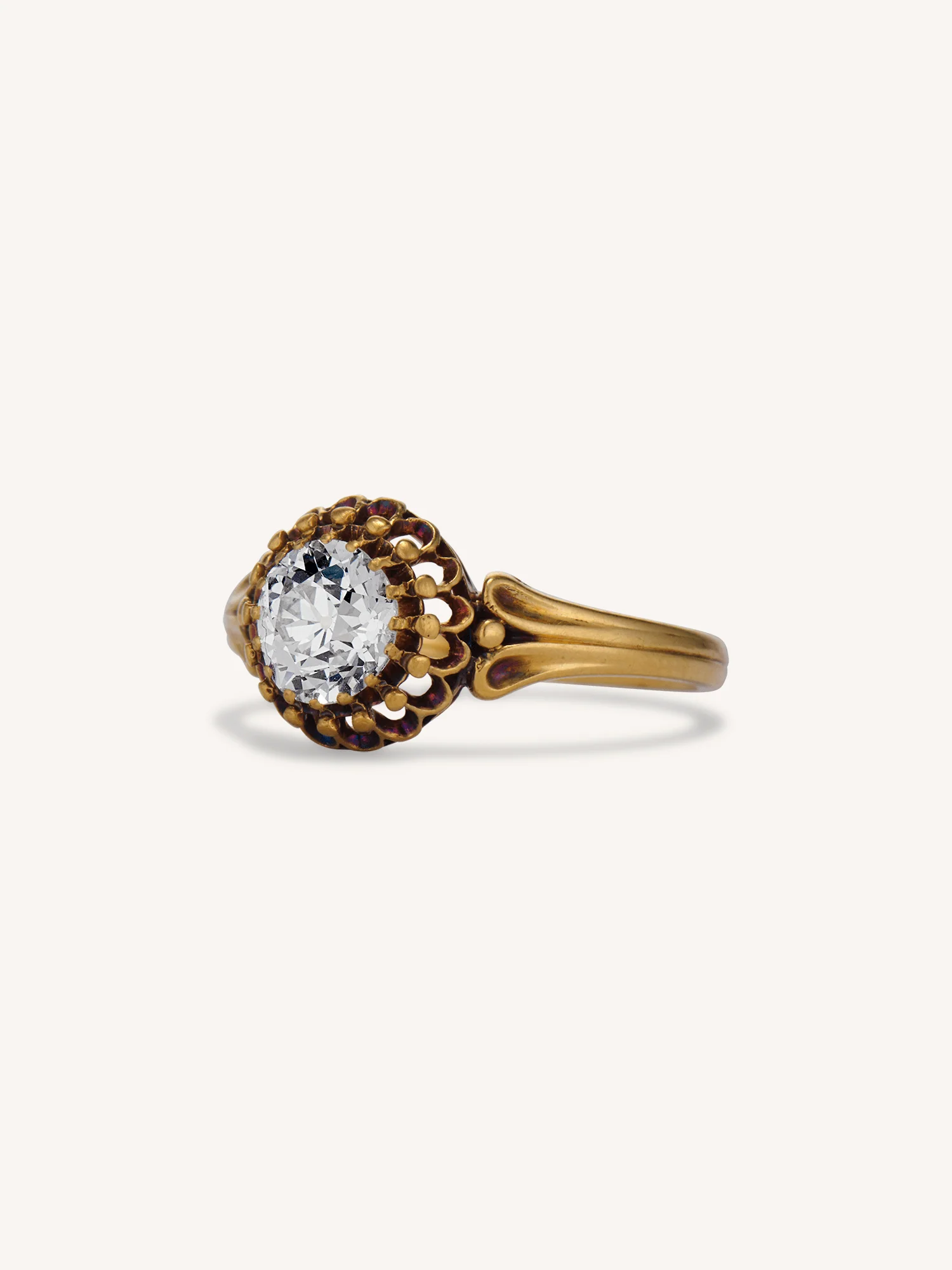 Victorian .96 Carat Old European Cut Diamond Antique Engagement Ring, France - Image 4