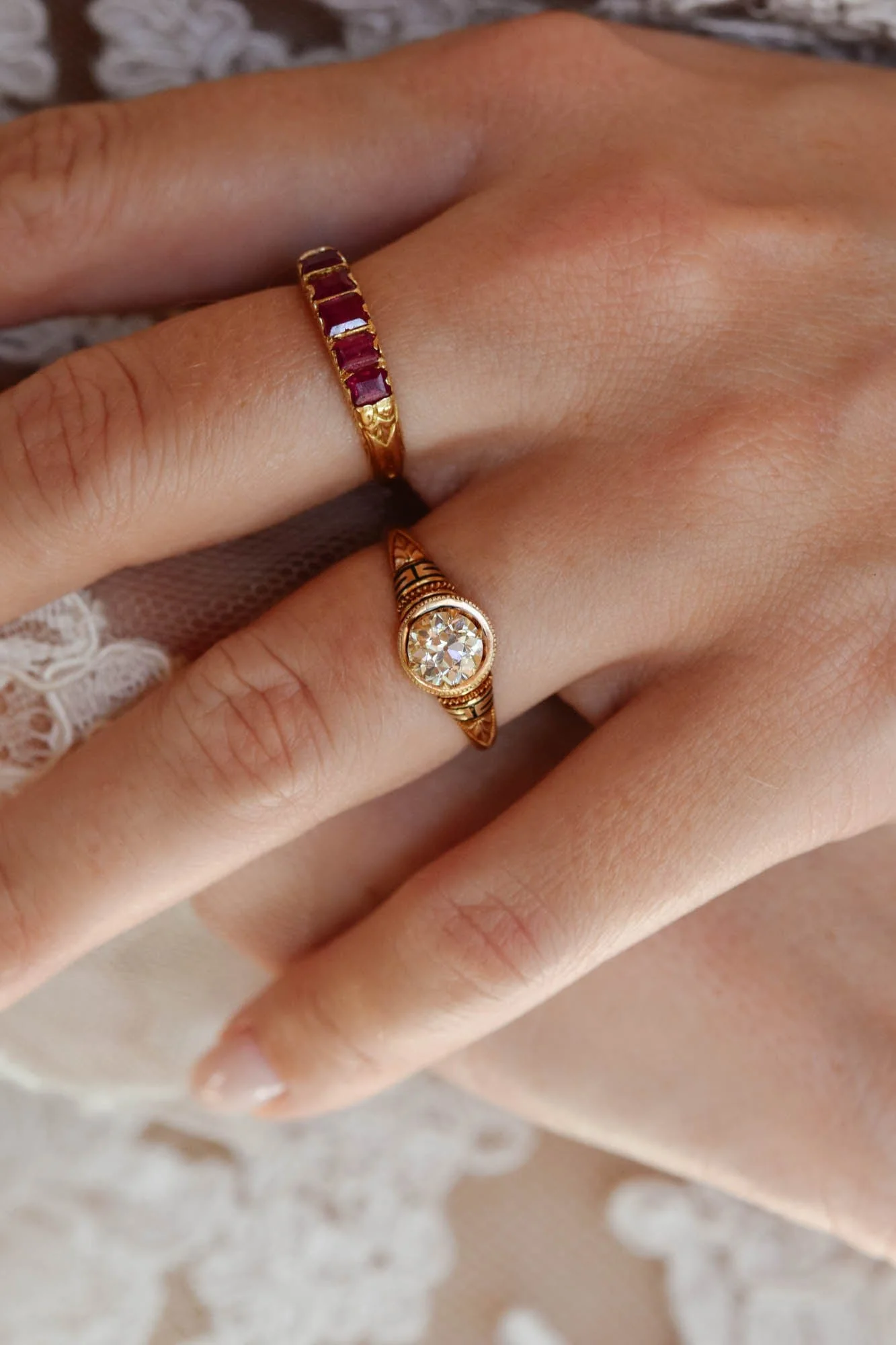 Victorian Greek Revival .84 Carat Old European Cut Diamond Antique Engagement Ring - Image 2