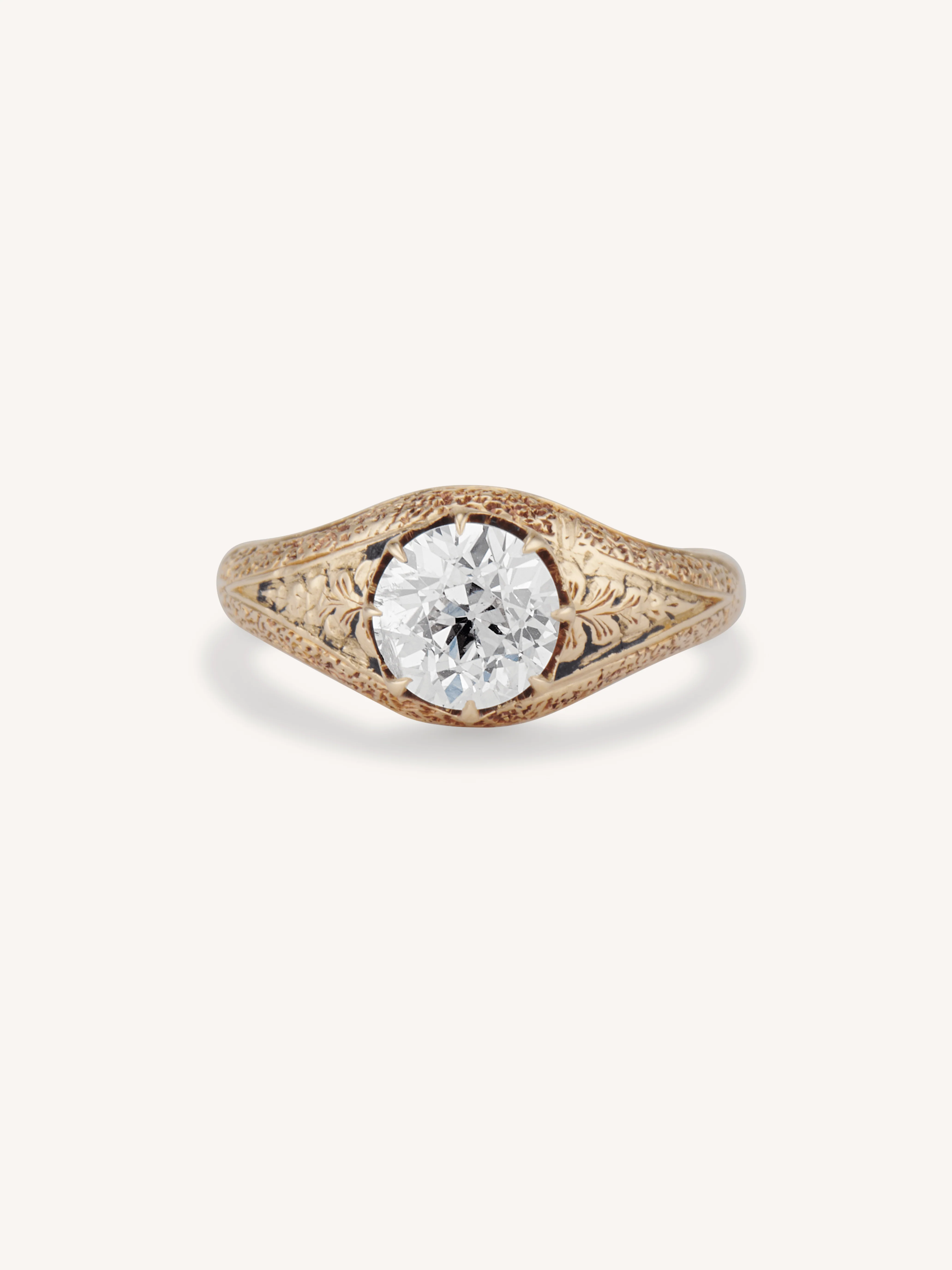Victorian 1.17 Carat Old European Cut Diamond Engraved "1867" Antique Engagement Ring