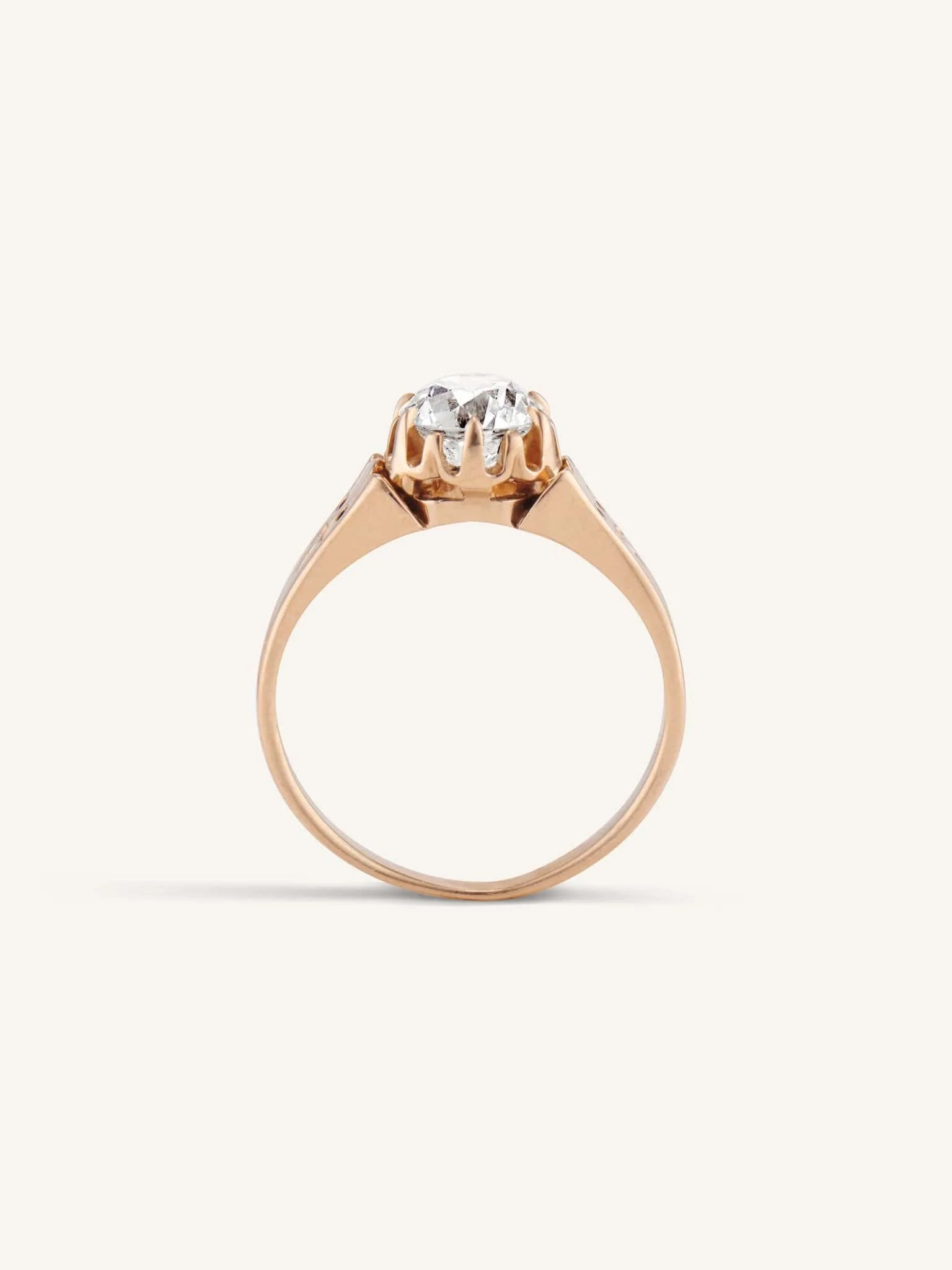 Victorian Old European Cut Diamond Rose Gold Vintage Engagement Ring - Image 5