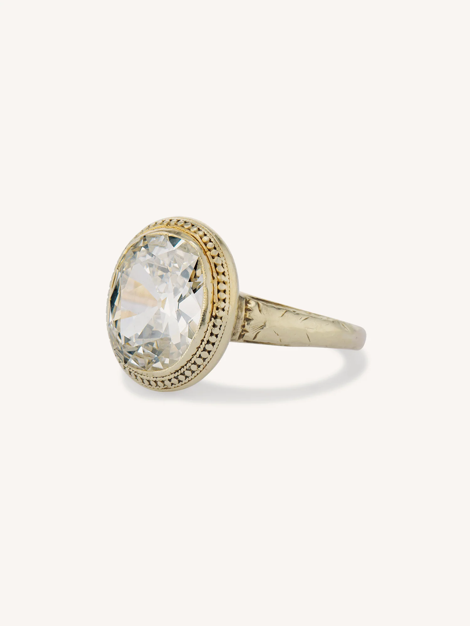 Victorian 3.75 Carat Old Mine Oval Diamond Bezel Set Antique Engagement Ring - Image 4