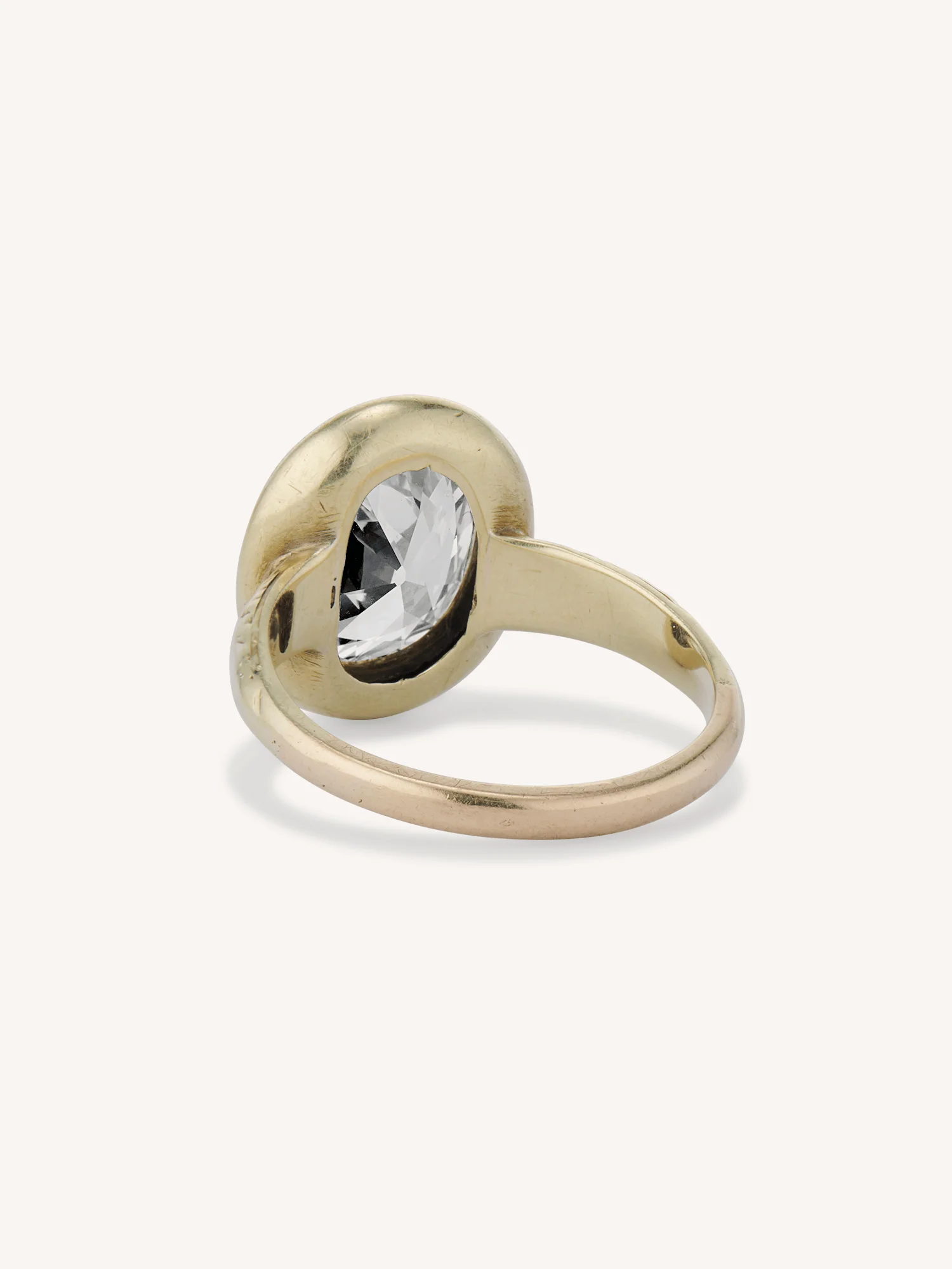 Victorian 3.75 Carat Old Mine Oval Diamond Bezel Set Antique Engagement Ring - Image 5