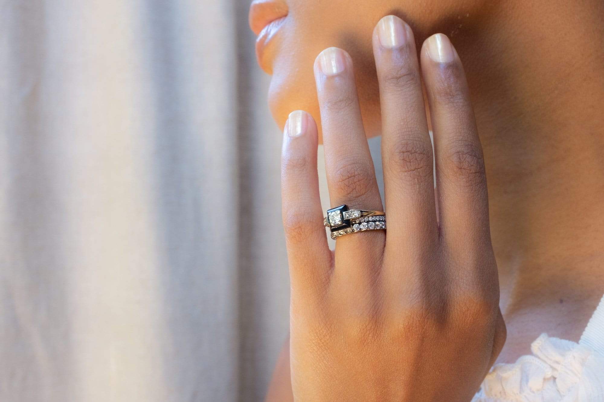 Victorian Onyx and Diamond Engagement Ring - Image 7