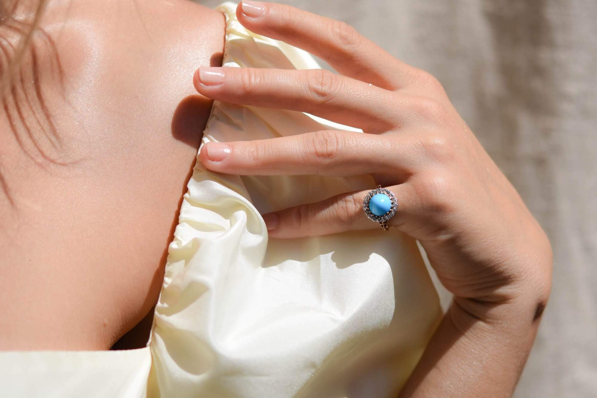 Victorian Persian Turquoise and Diamond Cluster - Image 4
