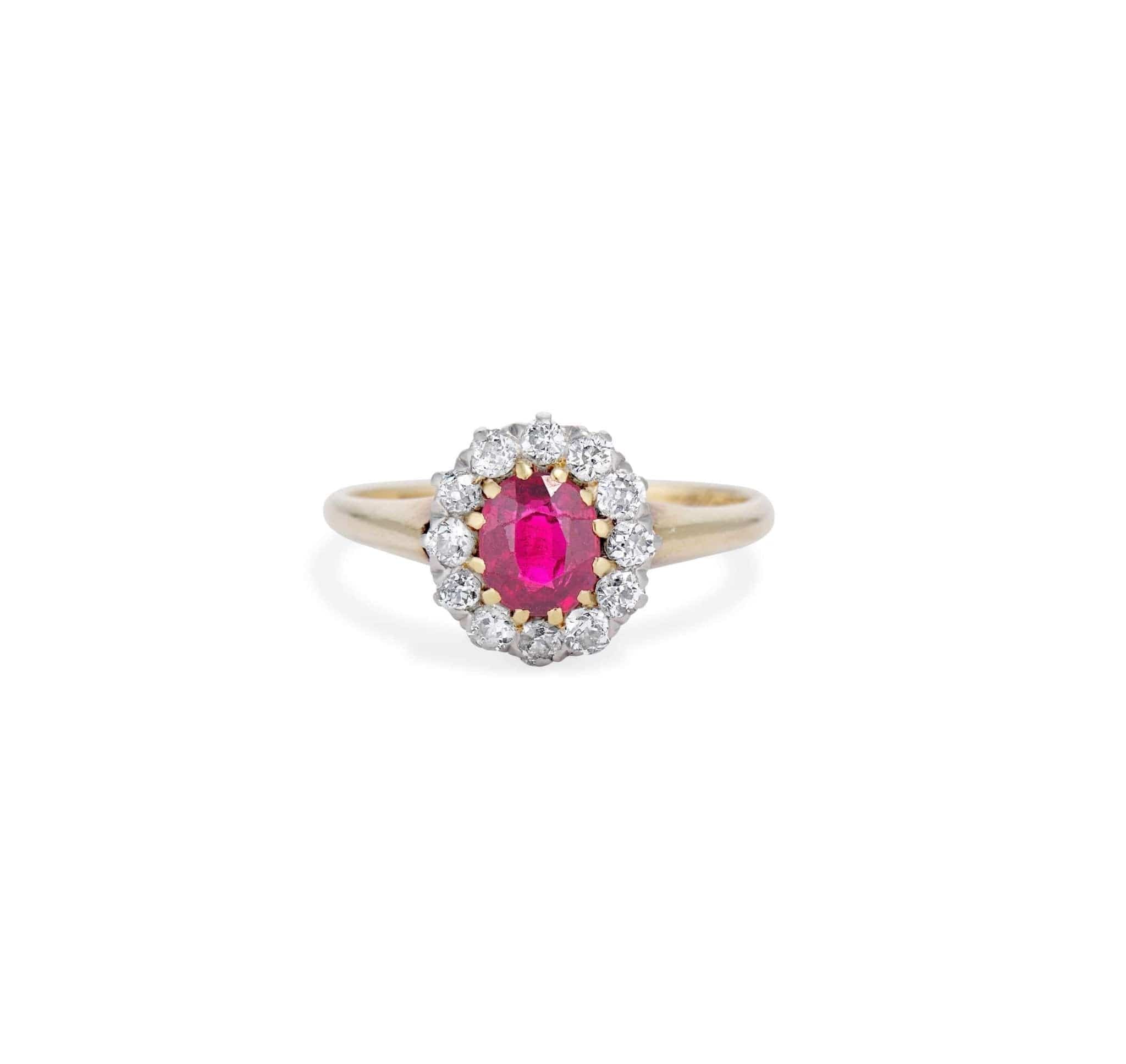 Victorian Ruby & Diamond Cluster