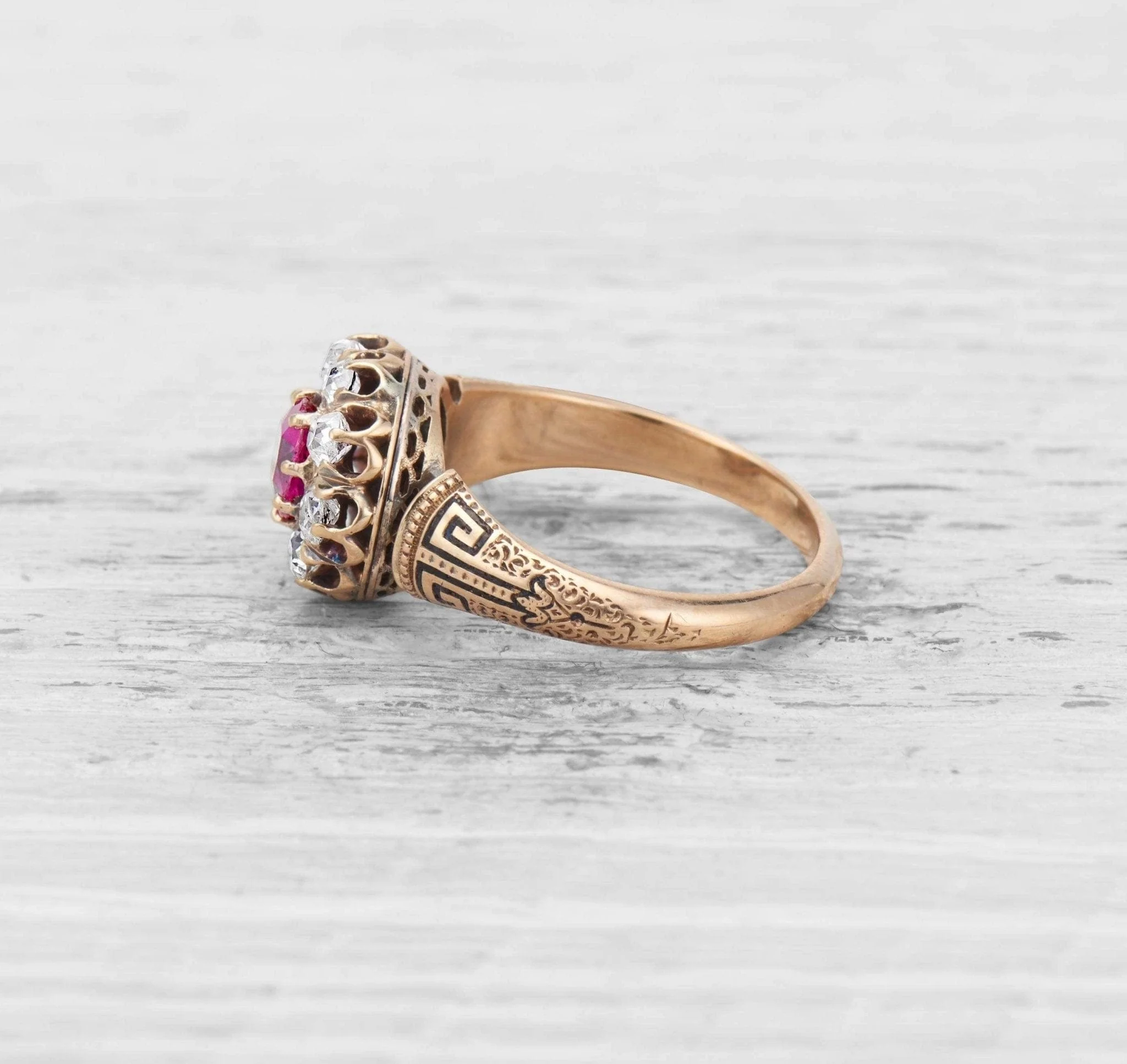 VICTORIAN RUBY AND DIAMOND ENGAGEMENT RING - Image 3