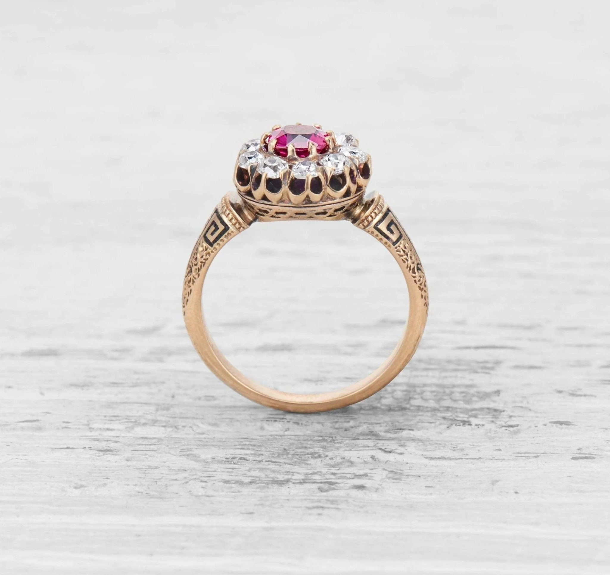 VICTORIAN RUBY AND DIAMOND ENGAGEMENT RING - Image 5