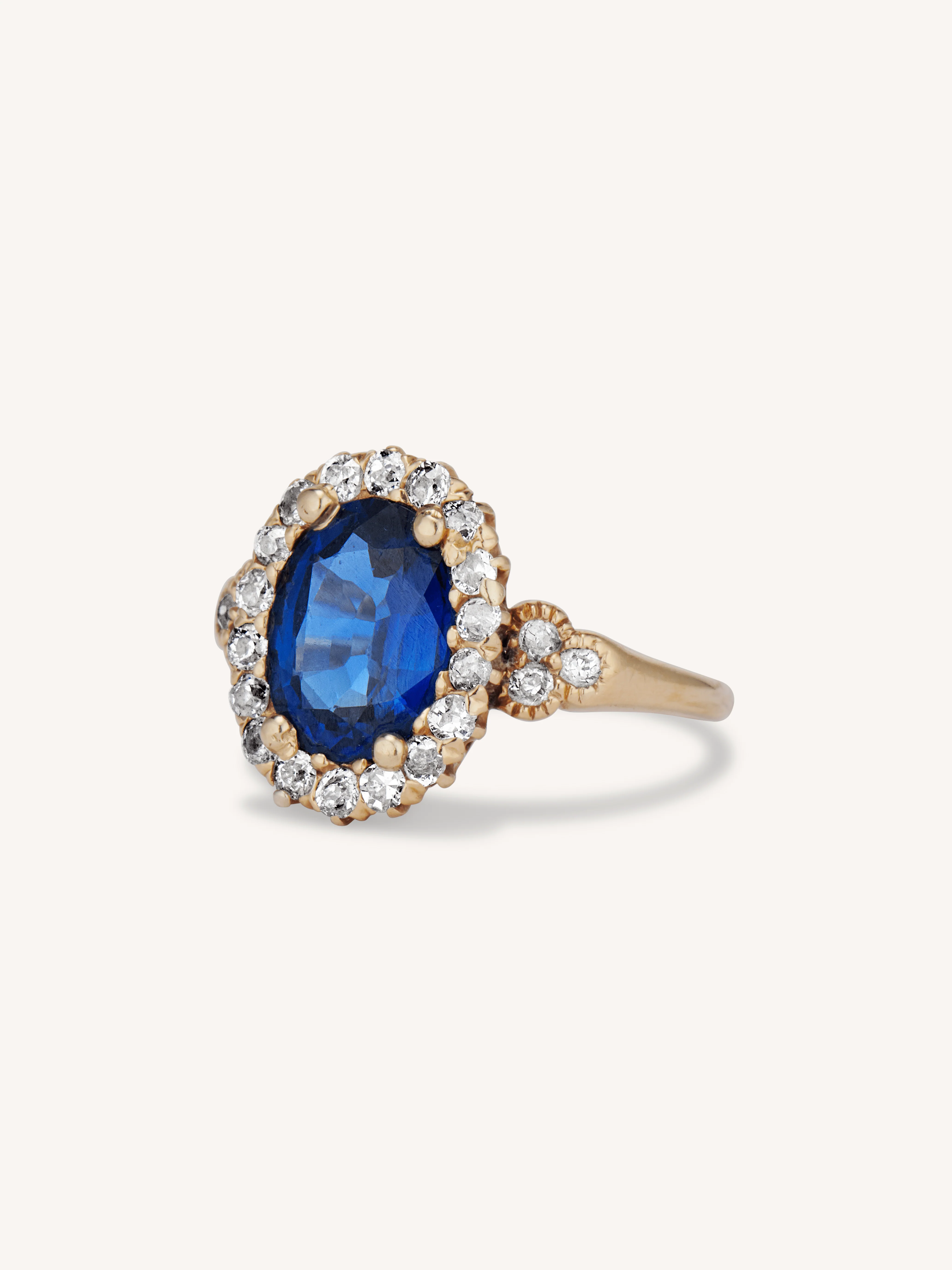 Victorian Sapphire & Diamond Cluster Engagement Ring - Image 2