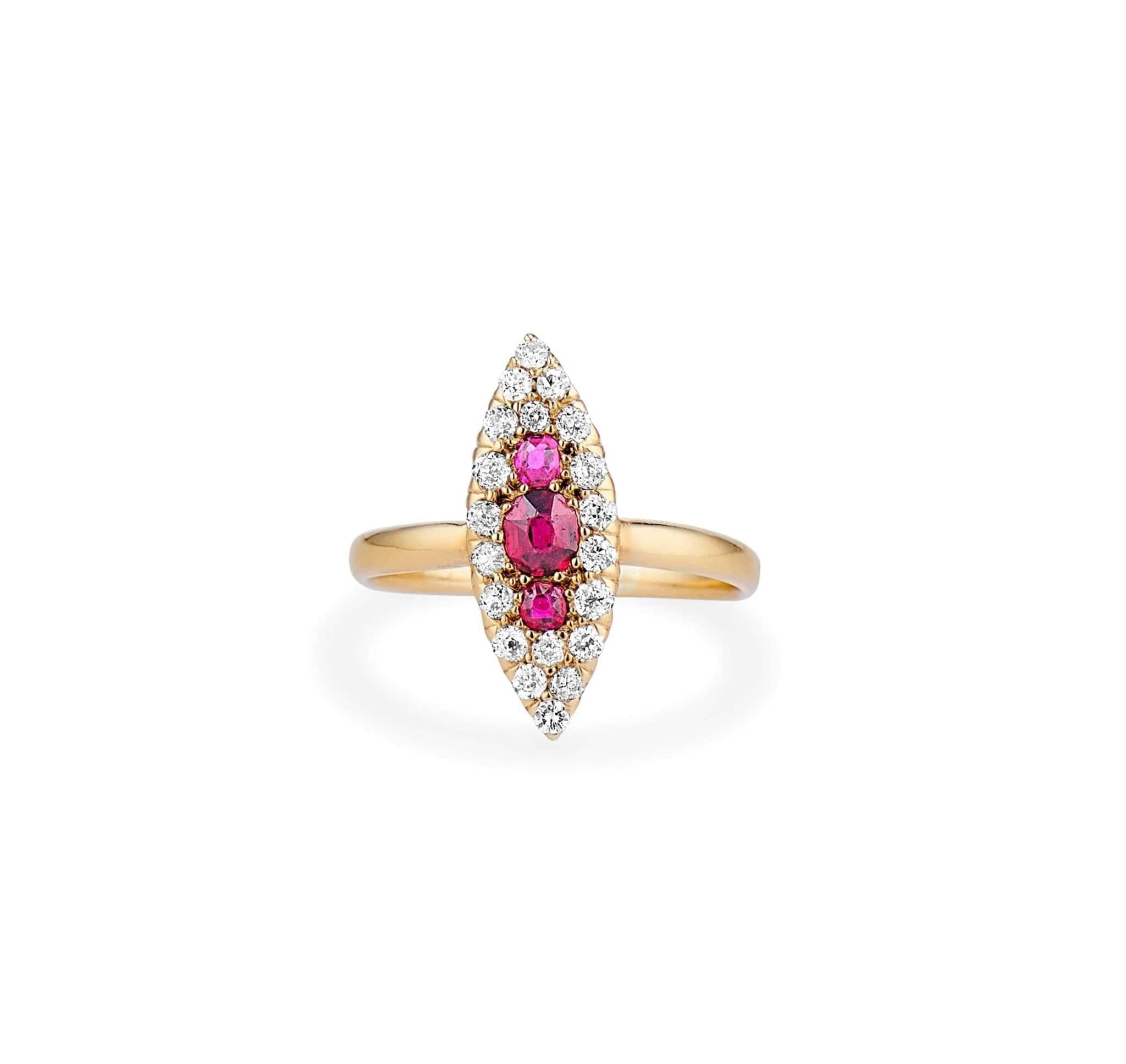 Tiffany & Co. Ruby & Diamond Navette Ring - Image 2
