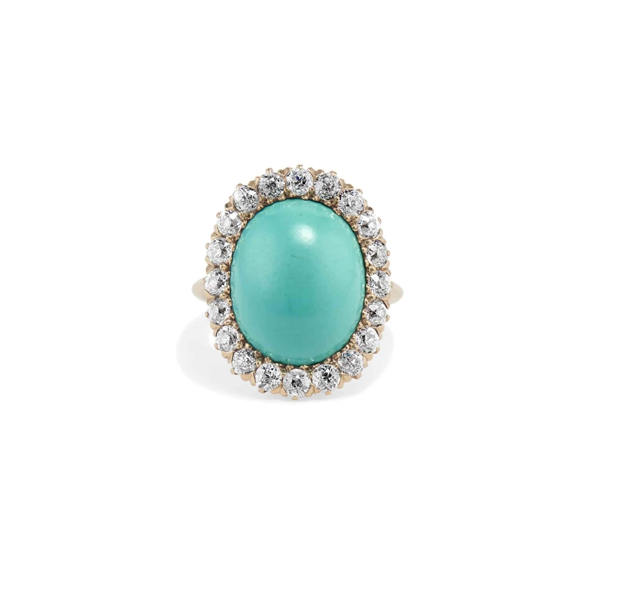 Victorian Turquoise & Diamond Cocktail Ring - Image 2