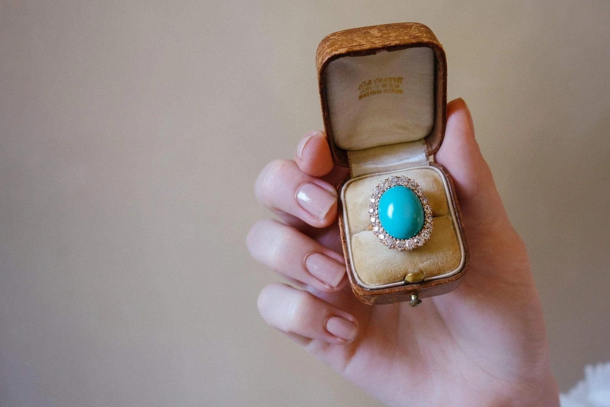 Victorian Turquoise & Diamond Cocktail Ring - Image 5