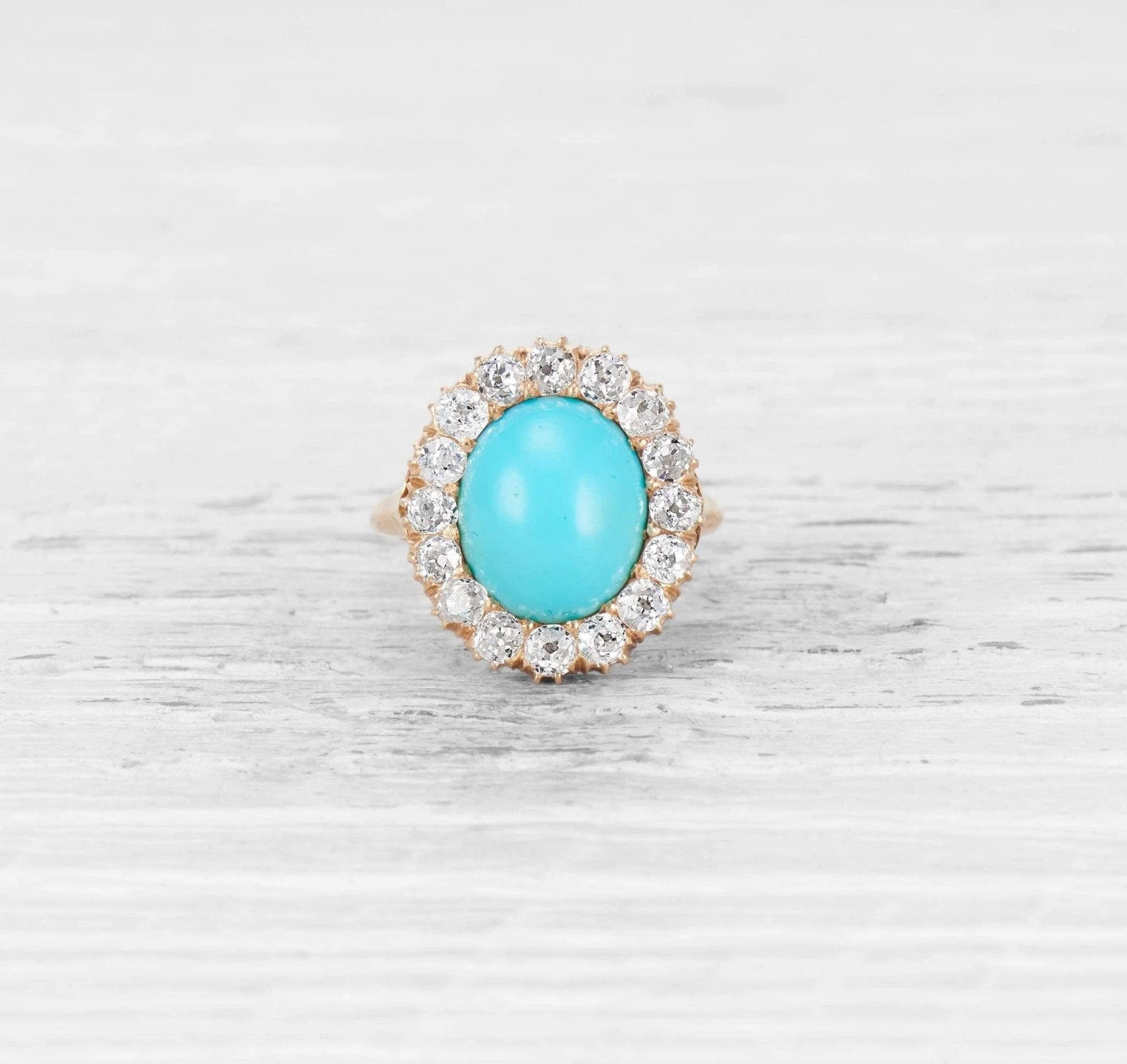 VICTORIAN TURQUOISE AND DIAMOND RING - Image 2
