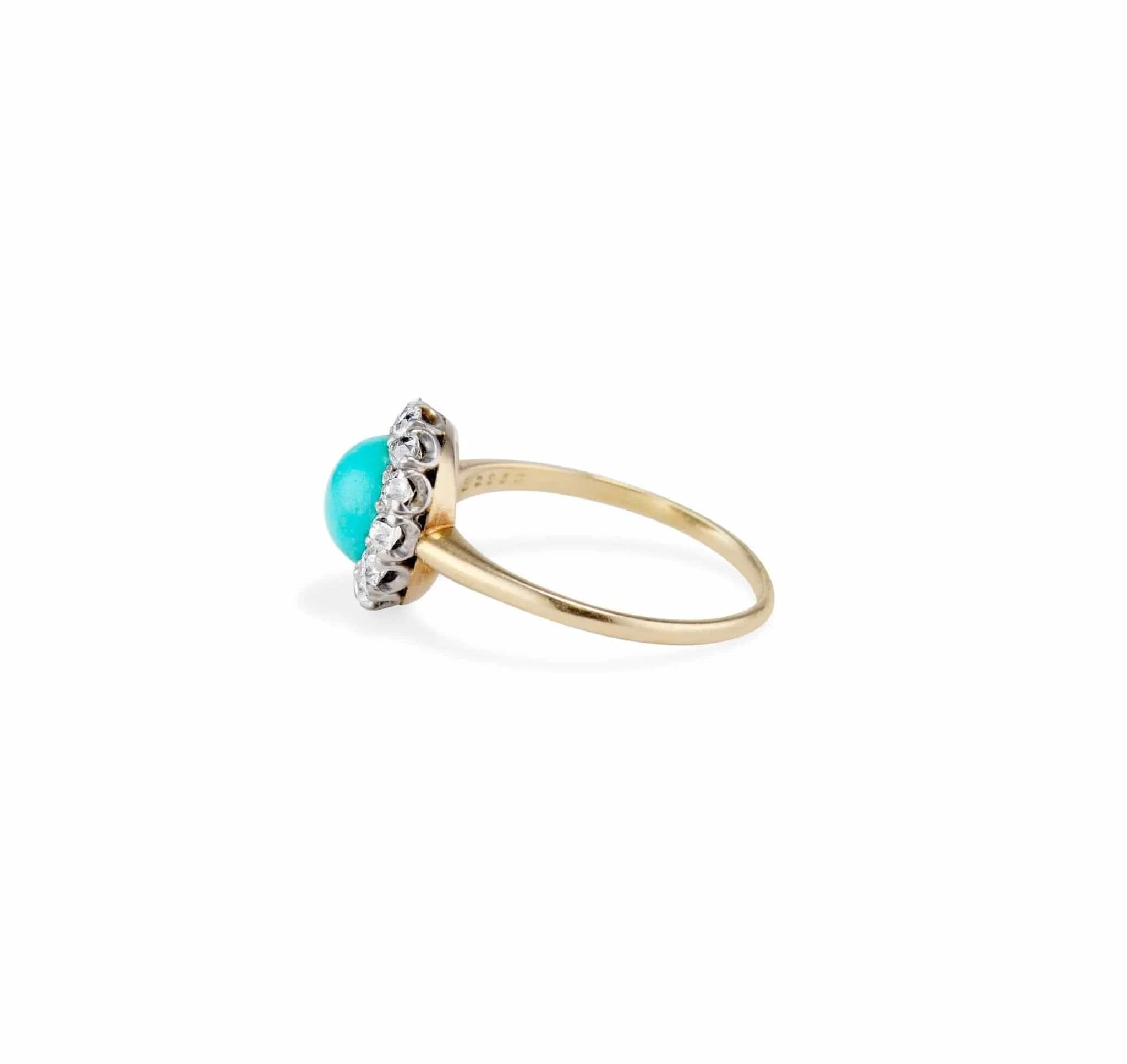 Victorian Turquoise and Diamond Cluster Ring - Image 3