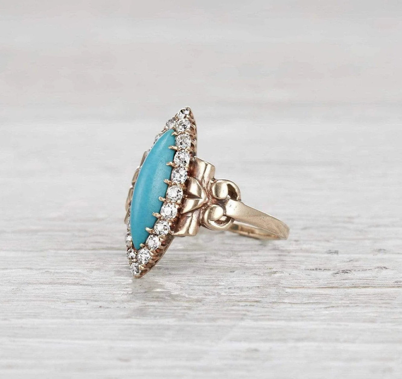 Victorian Turquoise Navette Ring