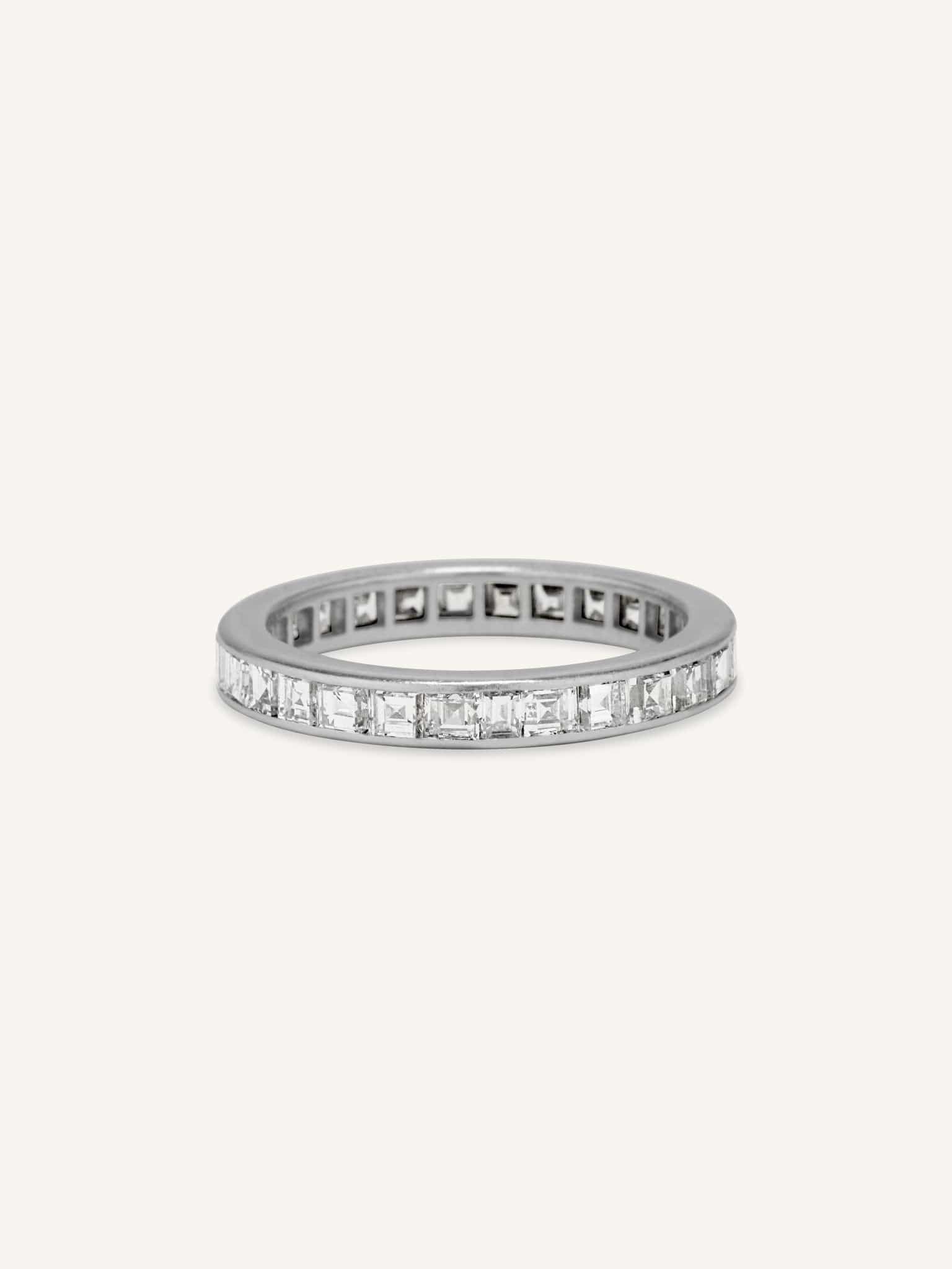 Vintage 3.00 Carat Carré Cut Diamond Eternity Wedding Band Size 7.75