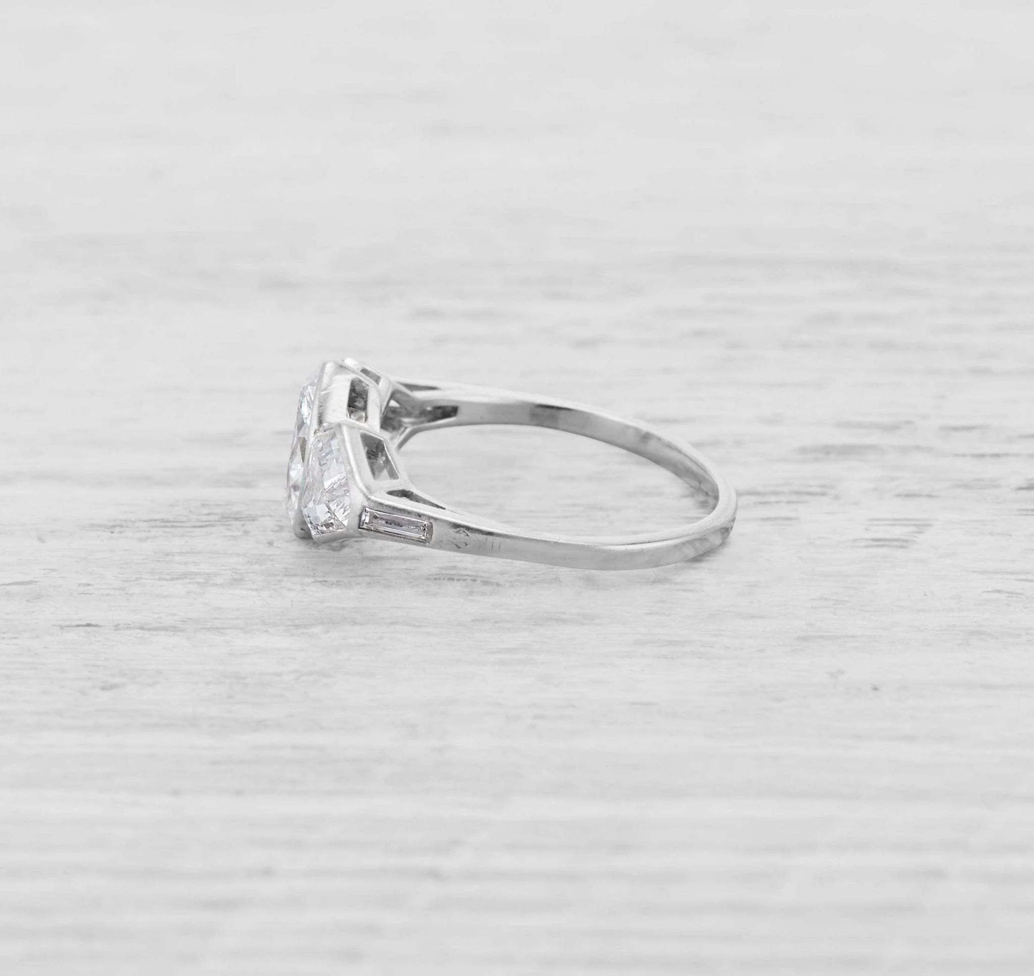 Vintage Art Deco 1.15 Carat Marquise & Sheild Cut Diamond Three Stone Engagement Ring - Image 3