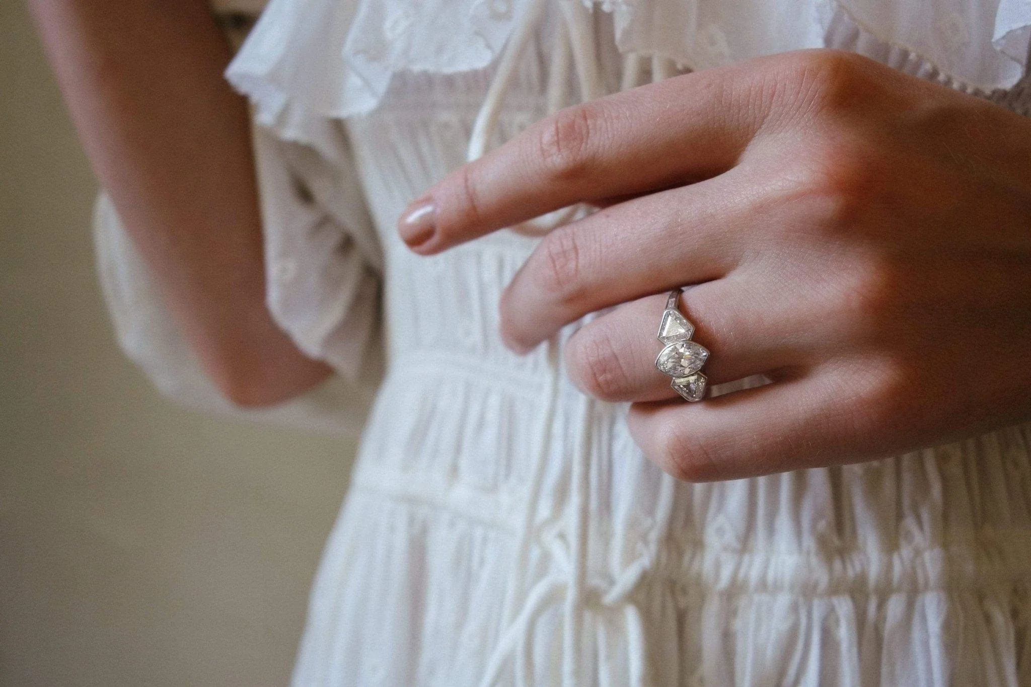Vintage Art Deco 1.15 Carat Marquise & Sheild Cut Diamond Three Stone Engagement Ring - Image 9