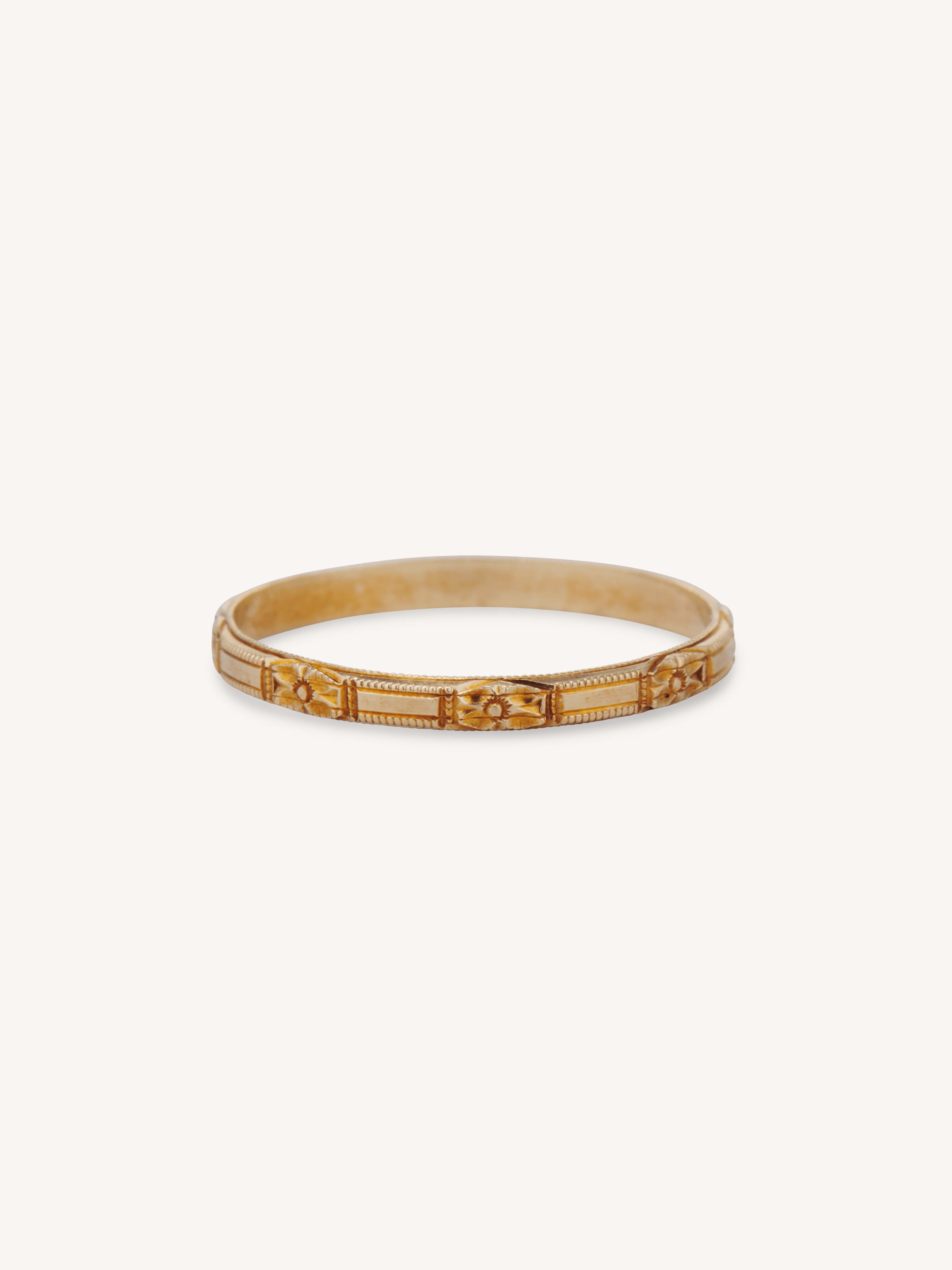Edwardian 14k Yellow Gold Floral Engraved Antique Band - Size 5.25