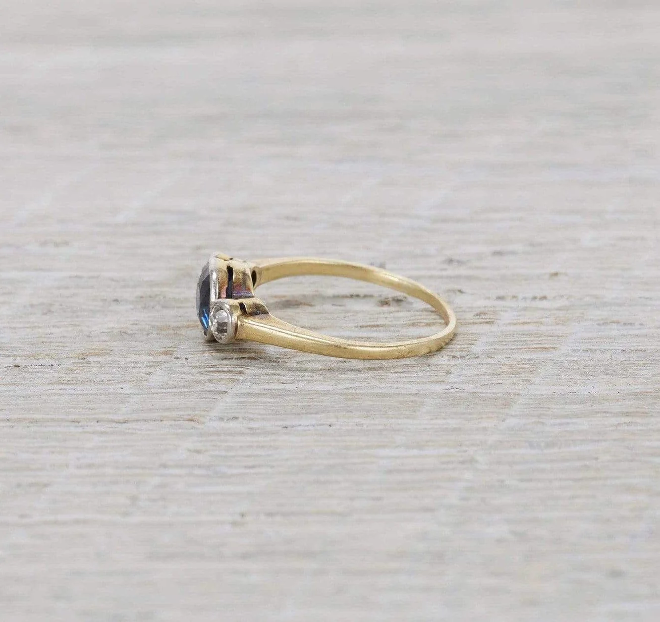 Vintage Sapphire & Diamond Engagement Ring - Image 3
