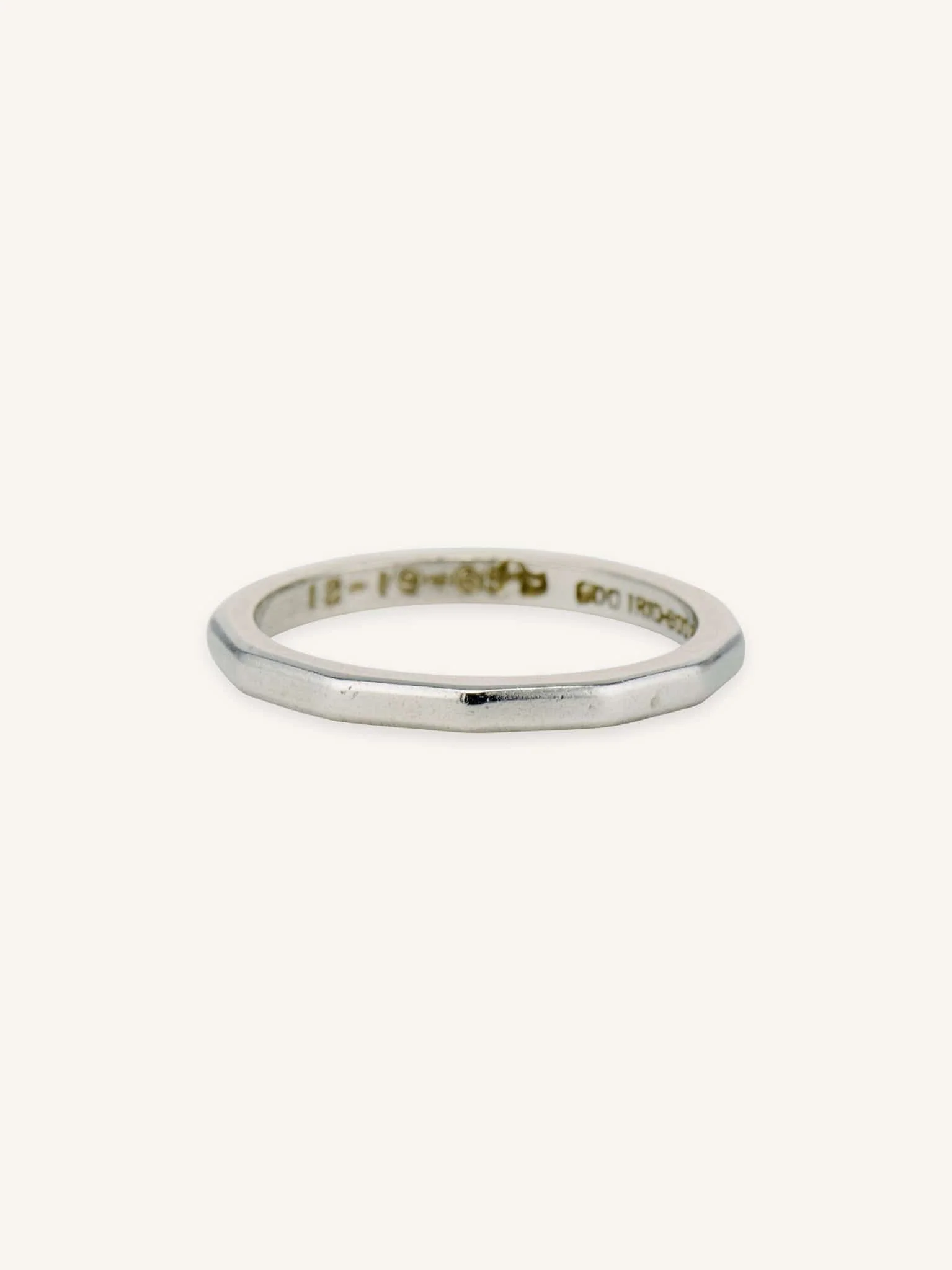 Vintage Faceted Platinum Wedding Band Size 5.75